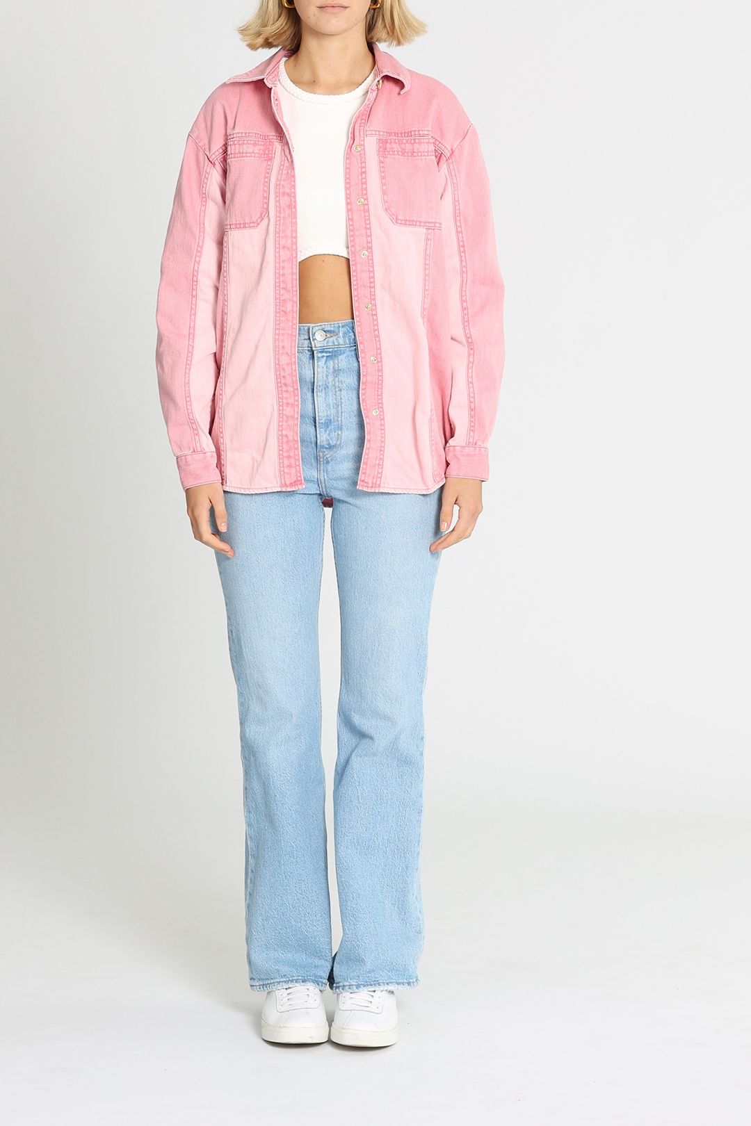 Aje Shades Pink Denim Shirt