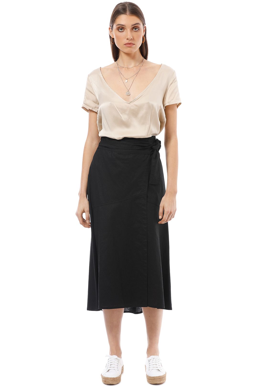AKIN by Ginger and Smart - Grace Wrap Skirt - Black - Front