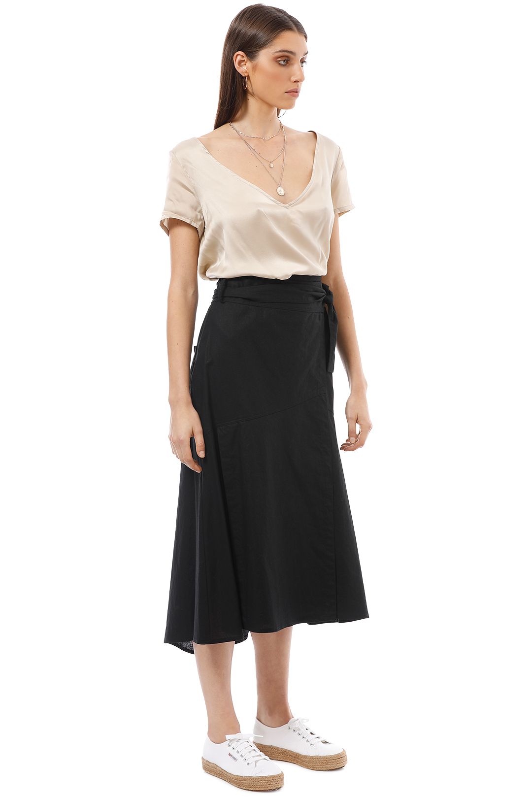 AKIN by Ginger and Smart - Grace Wrap Skirt - Black - Side