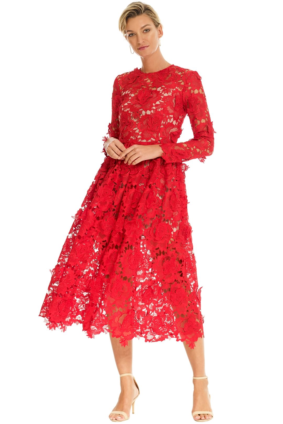 Alcoolique - Eveline Round Neck Dress - Red - Front