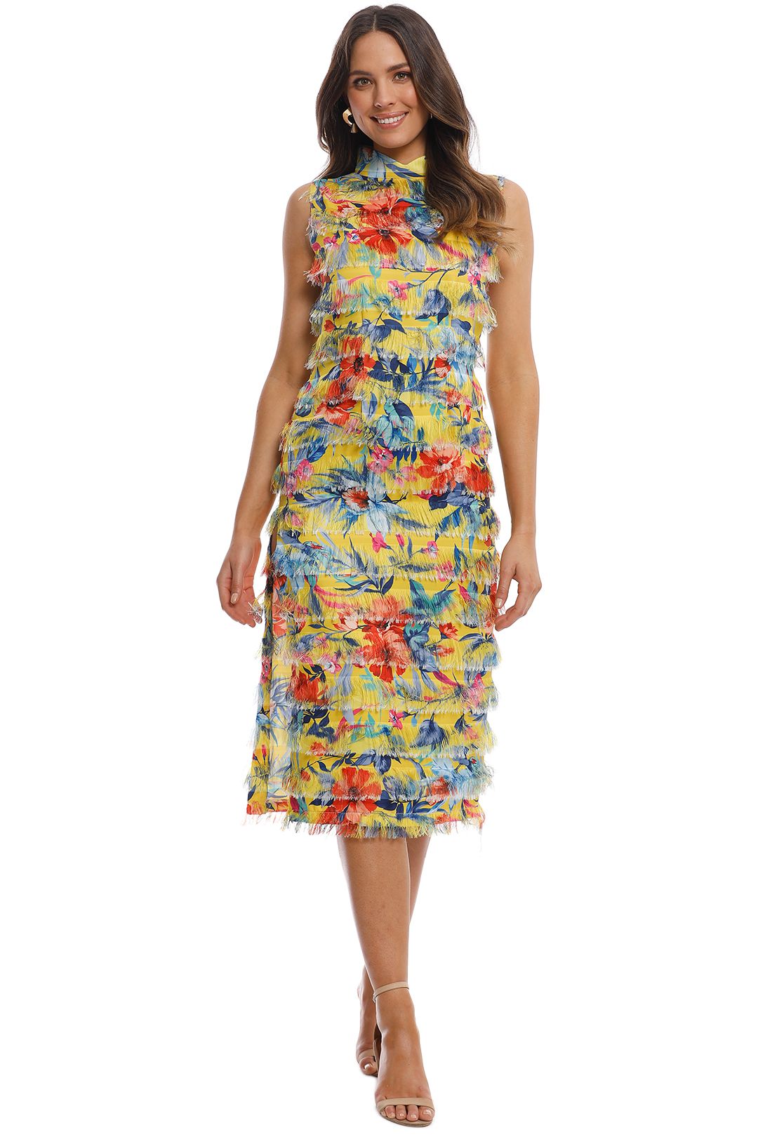 Alcoolique - Xen Midi Dress - Yellow Floral - Front