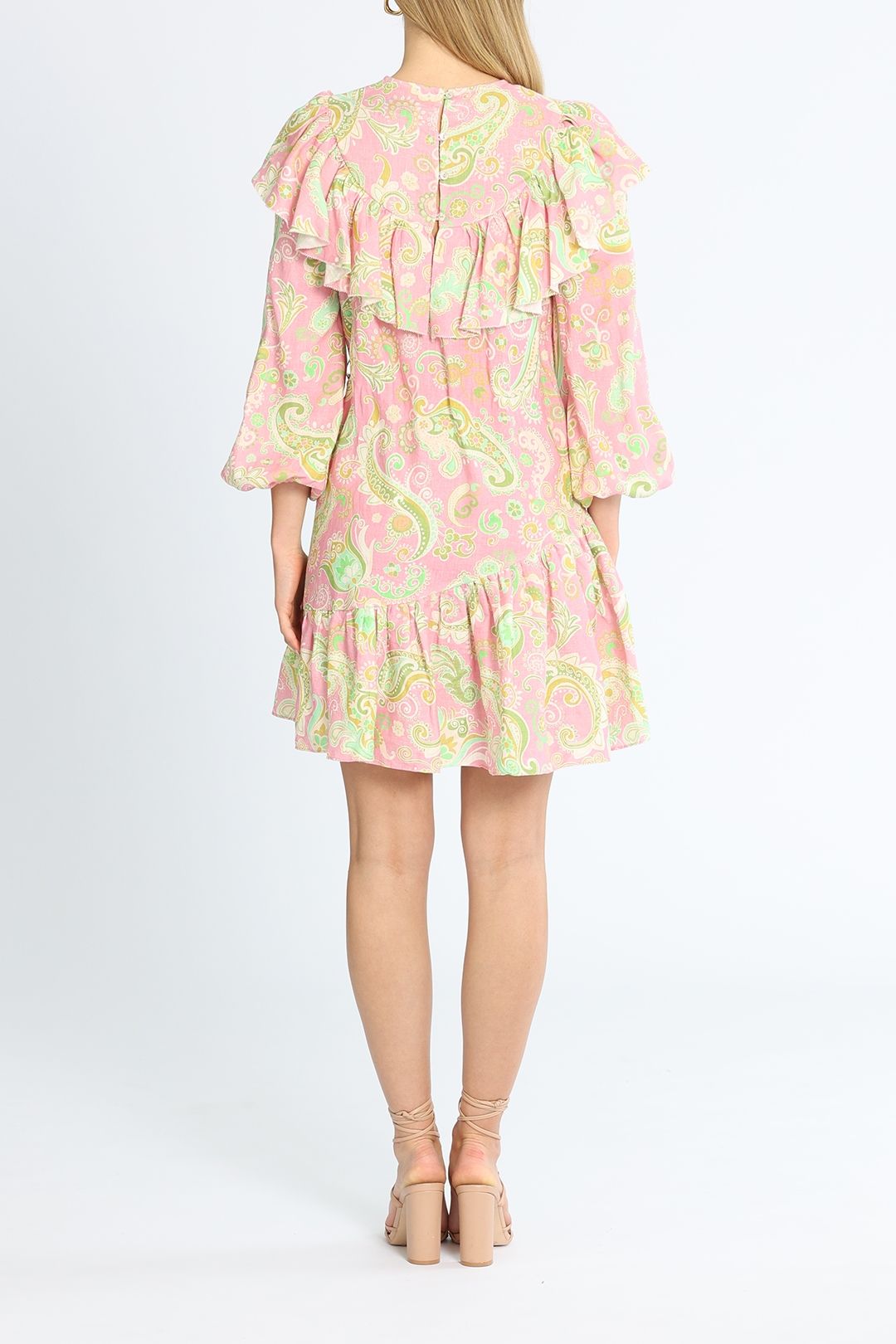 martha Ruffle printed strapless Mini Dress in pink main image 0