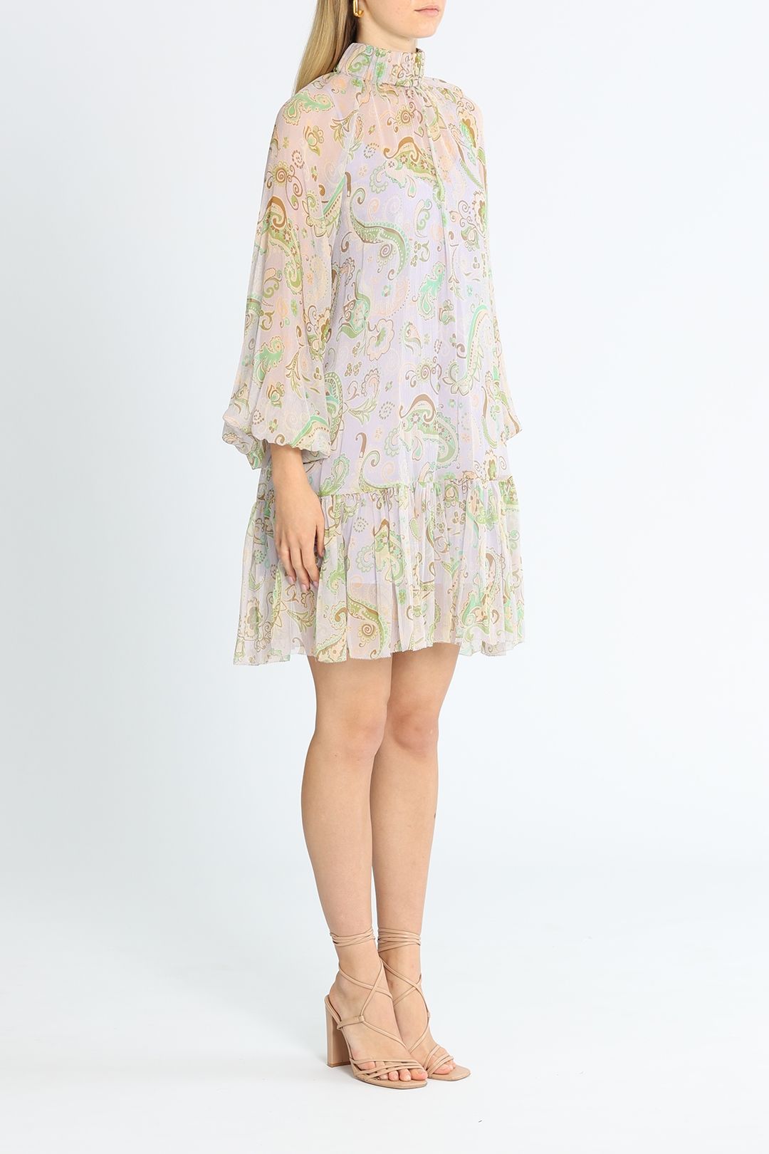Alemais Marta Silk Crinkle Mini Dress High Neck