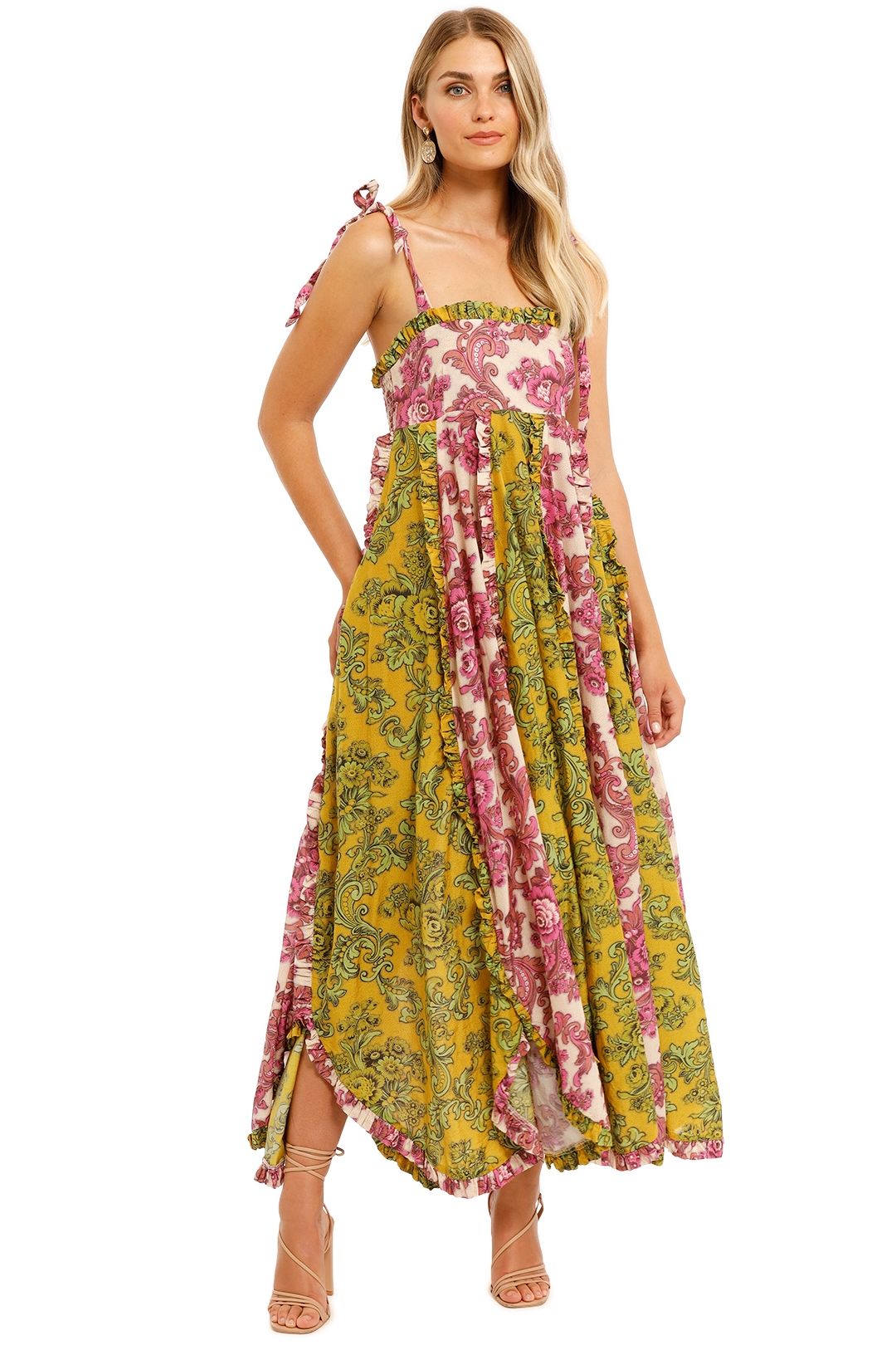 Image of Alemais - Rosette Swirl Dress - Magenta Lime