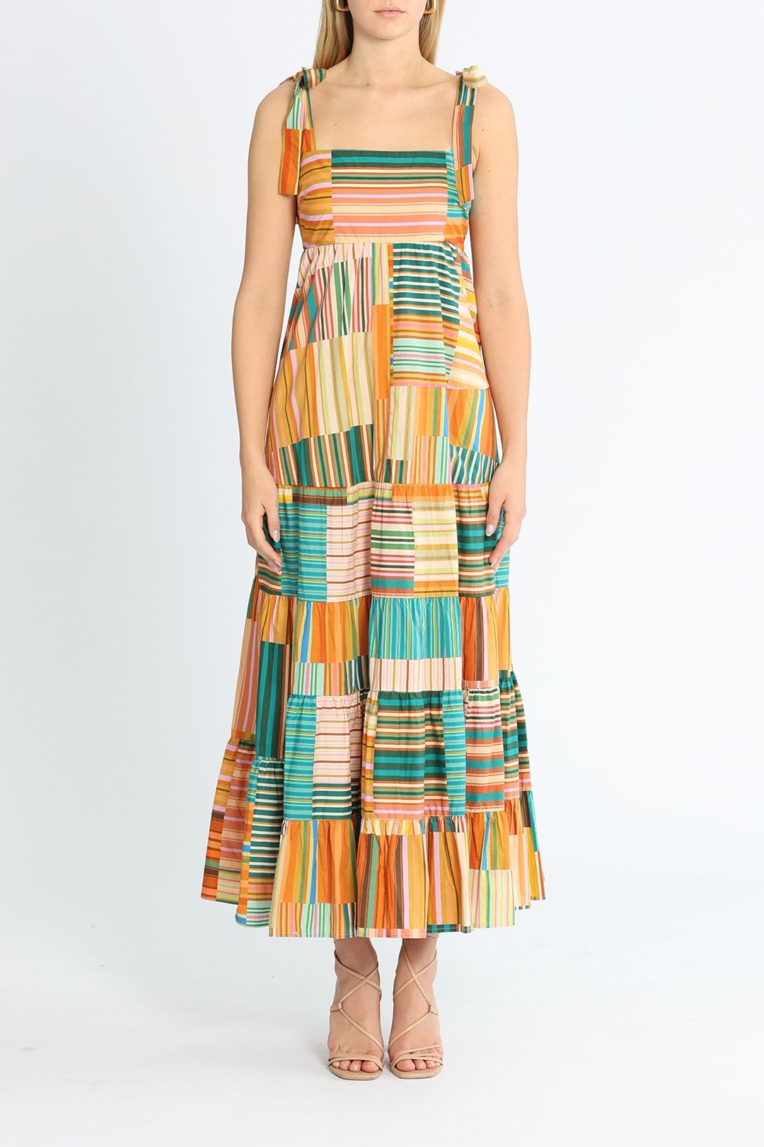 Alemais Sloane Tiered Midi Multi Stripe