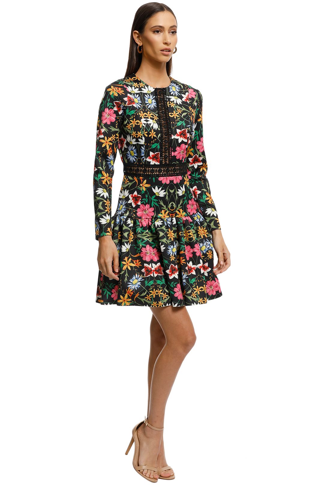 long sleeve floral cocktail dress