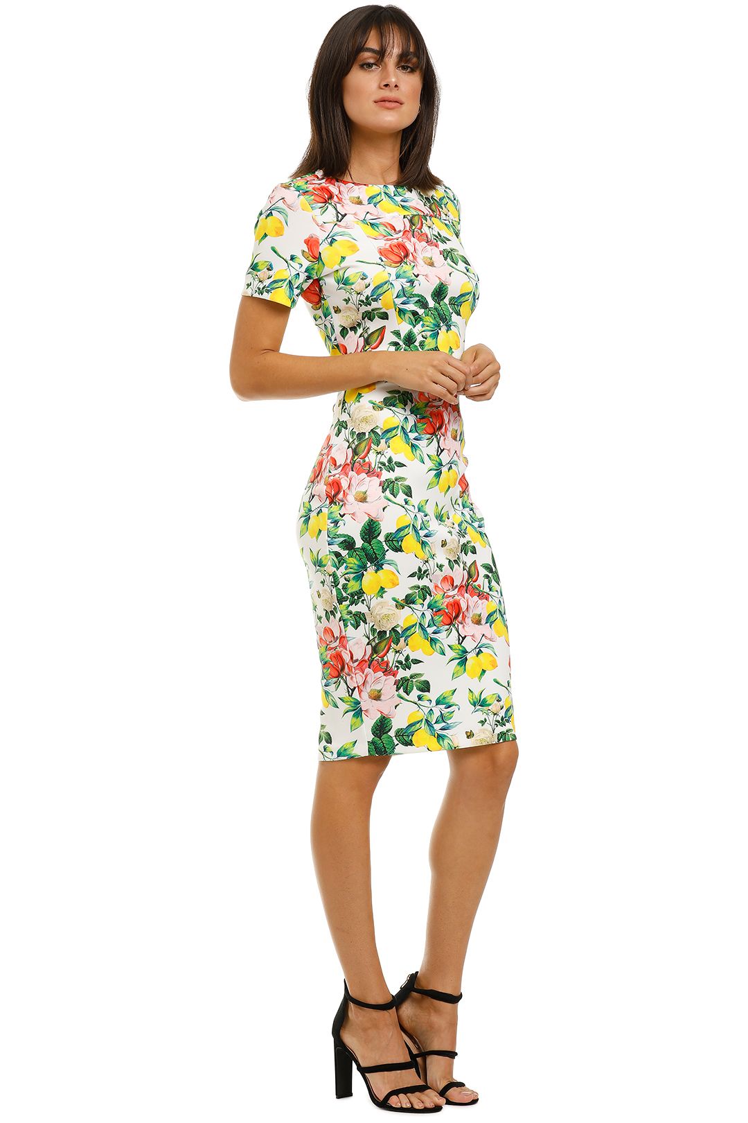 Scuba Sheath Dress in Lemon Floral by Alexia Admor for Rent