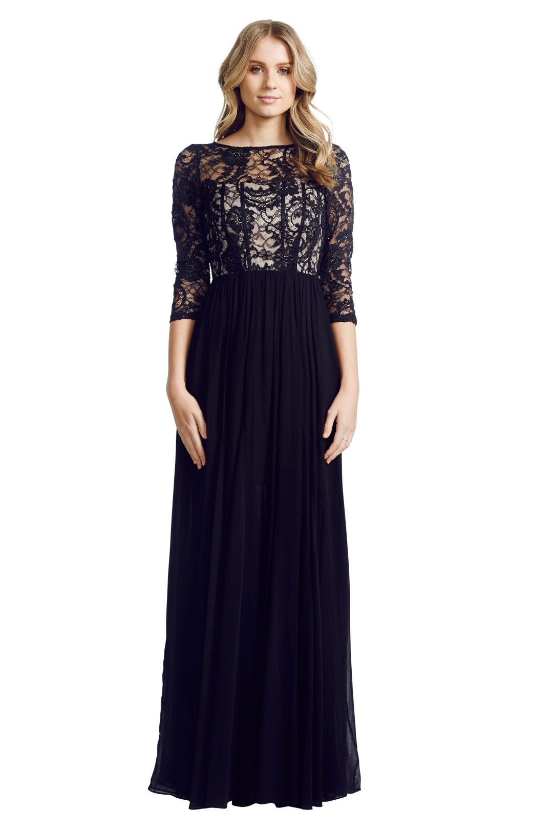 Alice and Olivia - Robinson Sequined Lace and Silk-Georgette Gown - Black - Front