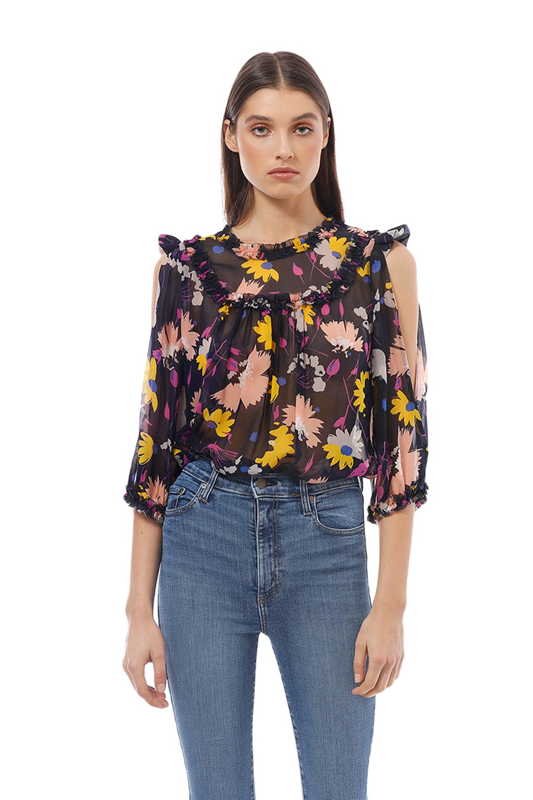 Alice McCall - Diamond Eyes Blouse - Black Floral - Close Up