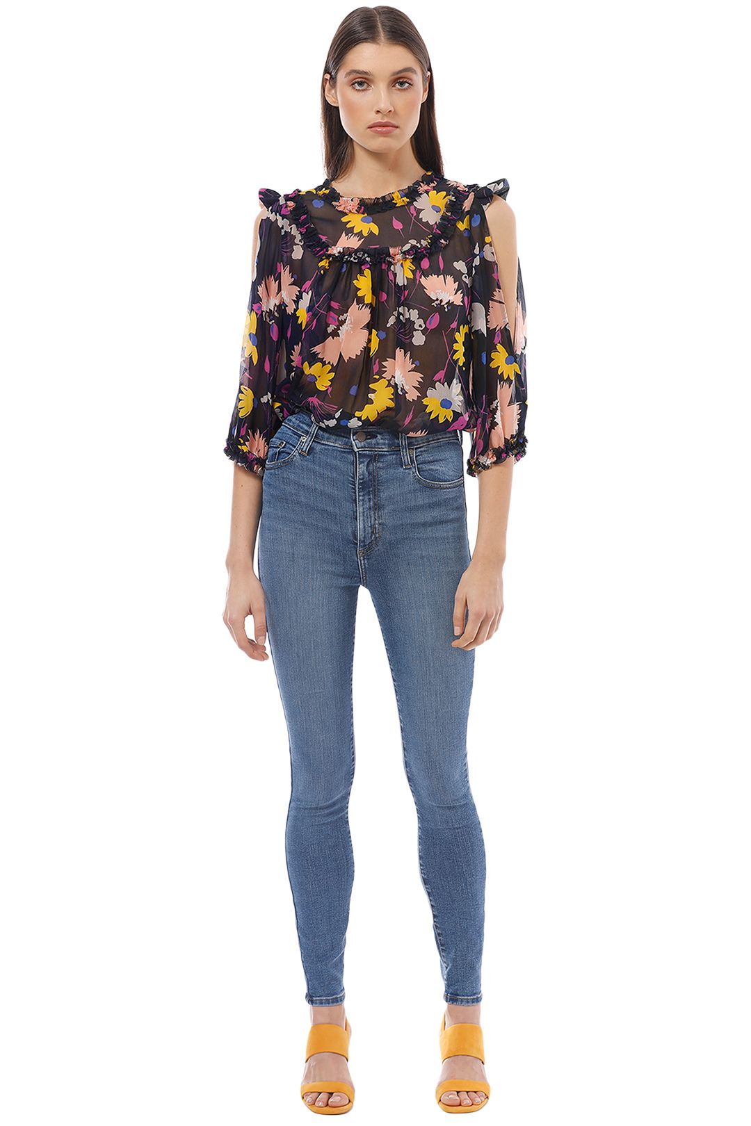 Alice McCall - Diamond Eyes Blouse - Black Floral - Front
