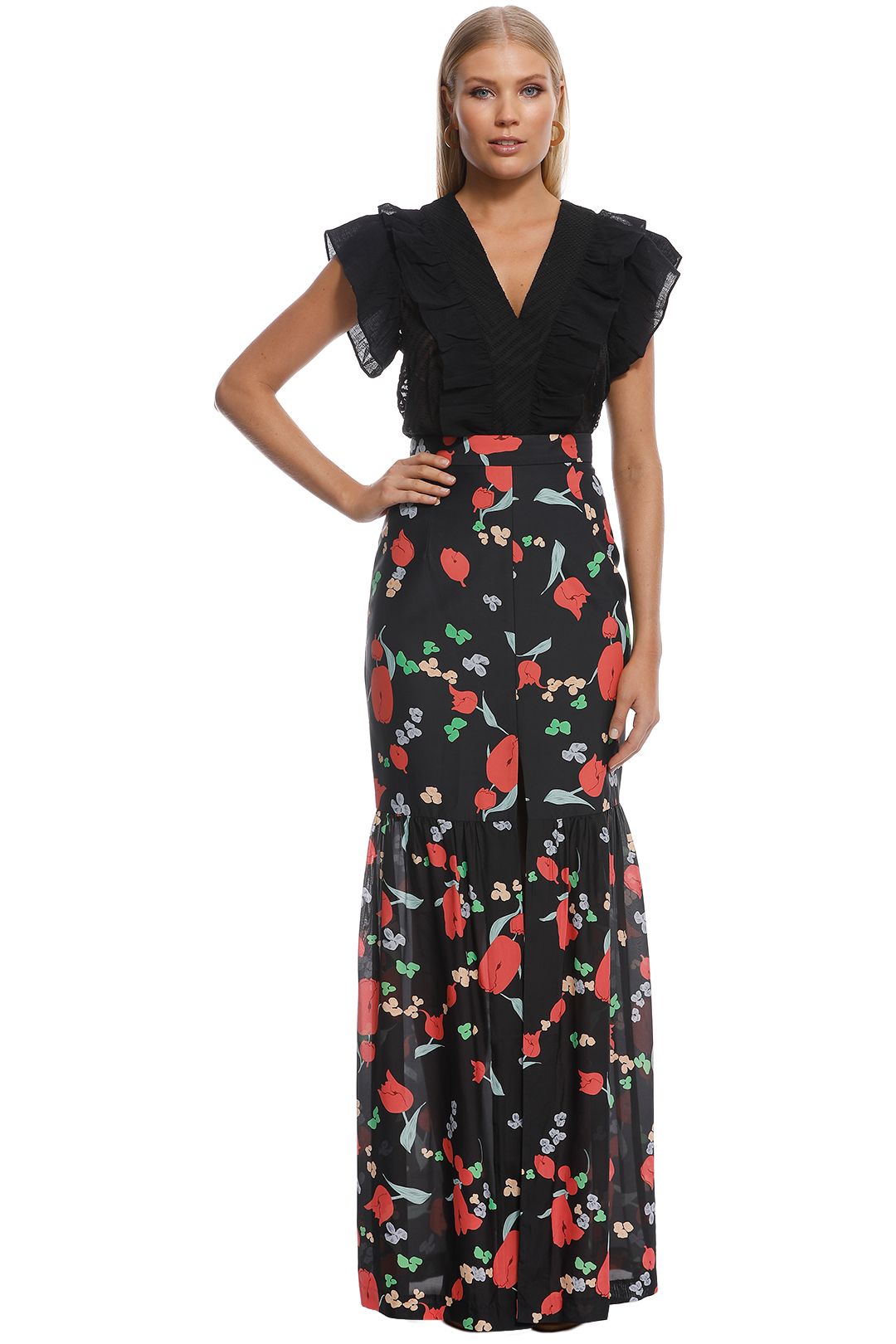 Alice McCall - Move Over Skirt - Black Floral - Front