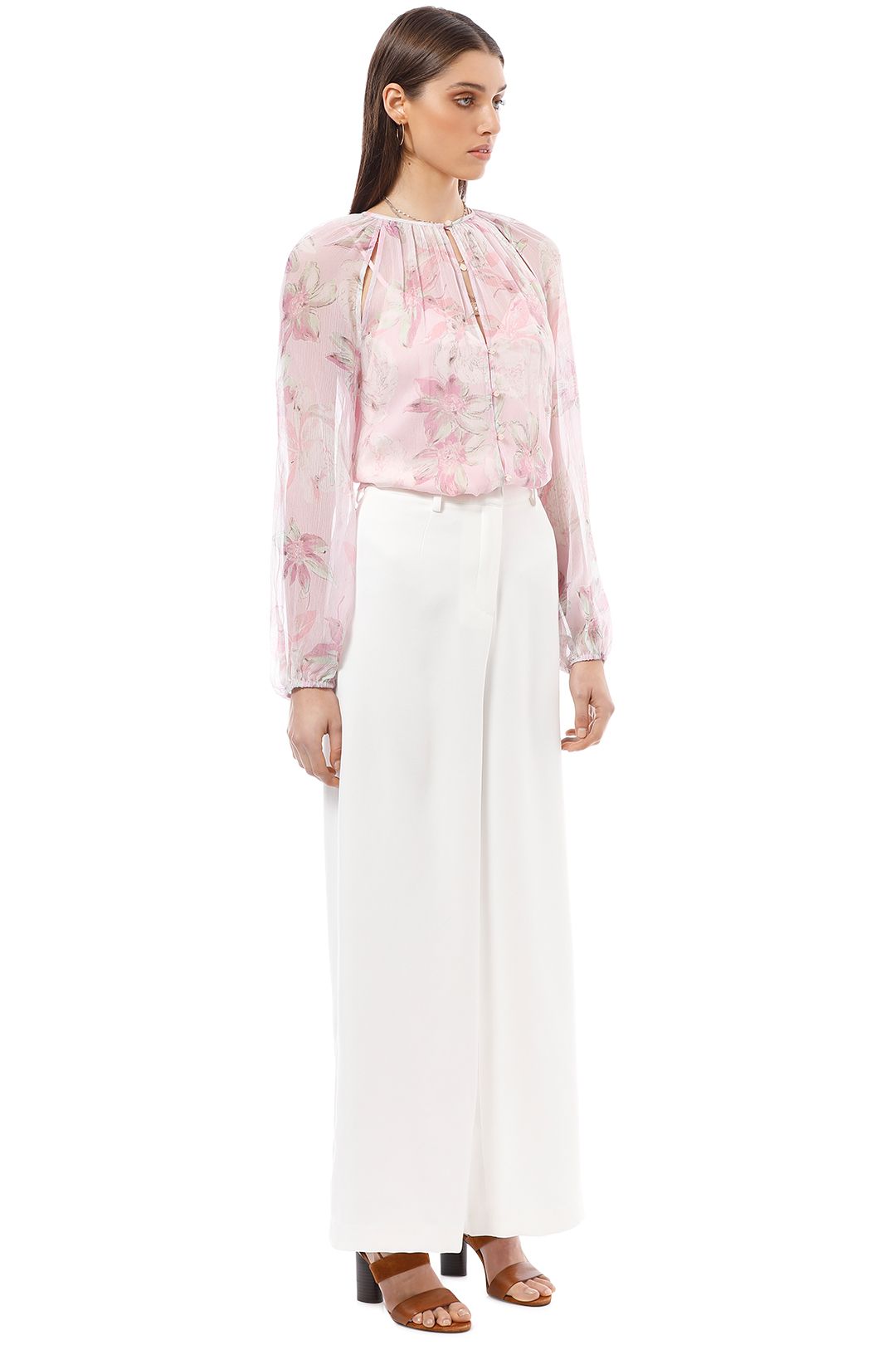 Alice McCall - Watercolour Floral Blouse - Pink Print - Side