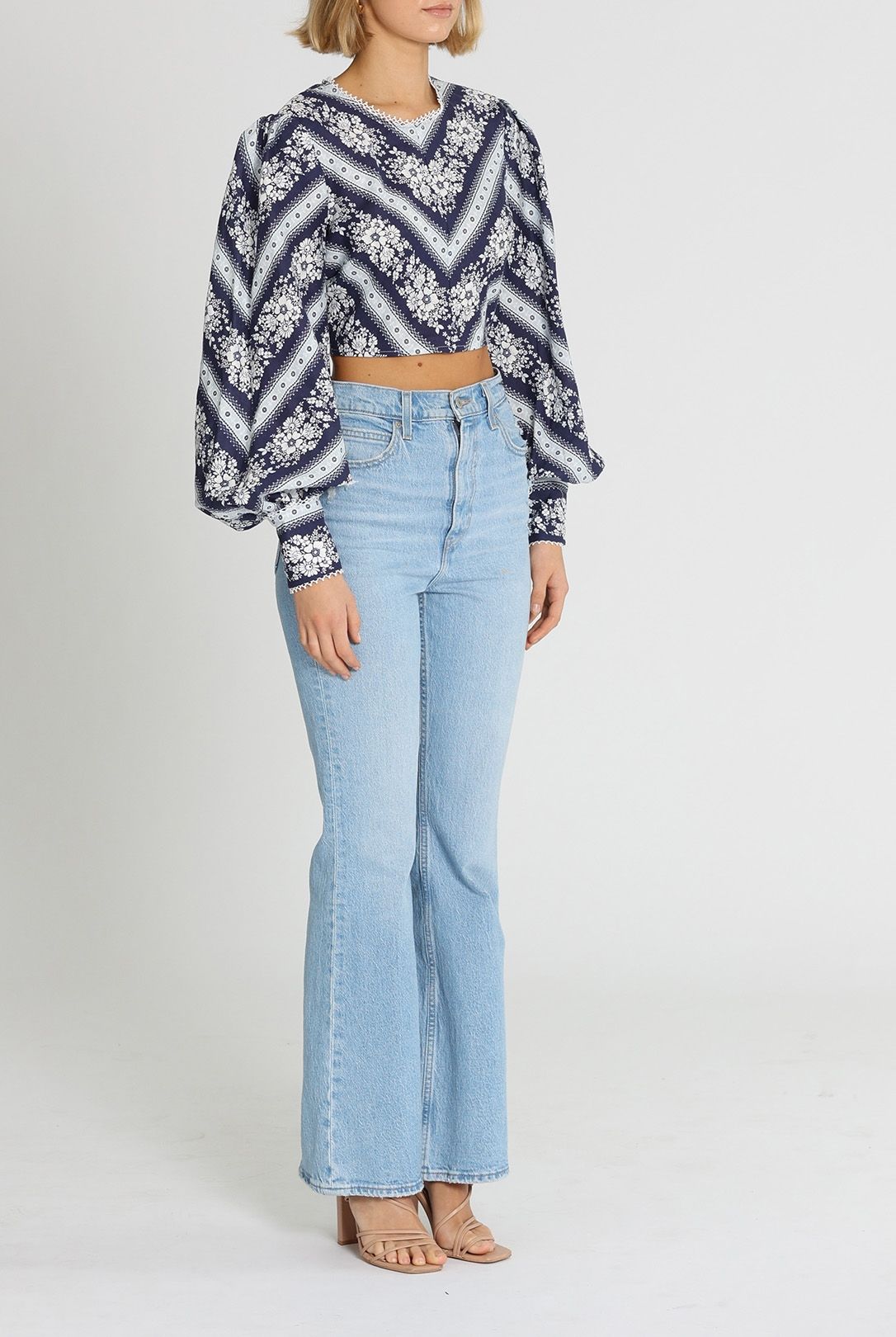 Alice McCall Flower Chain Crop Top Balloon Sleeves