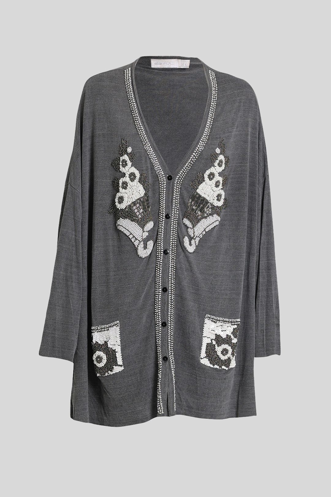 Alice McCall Grey V Neckline Beaded Cardigan