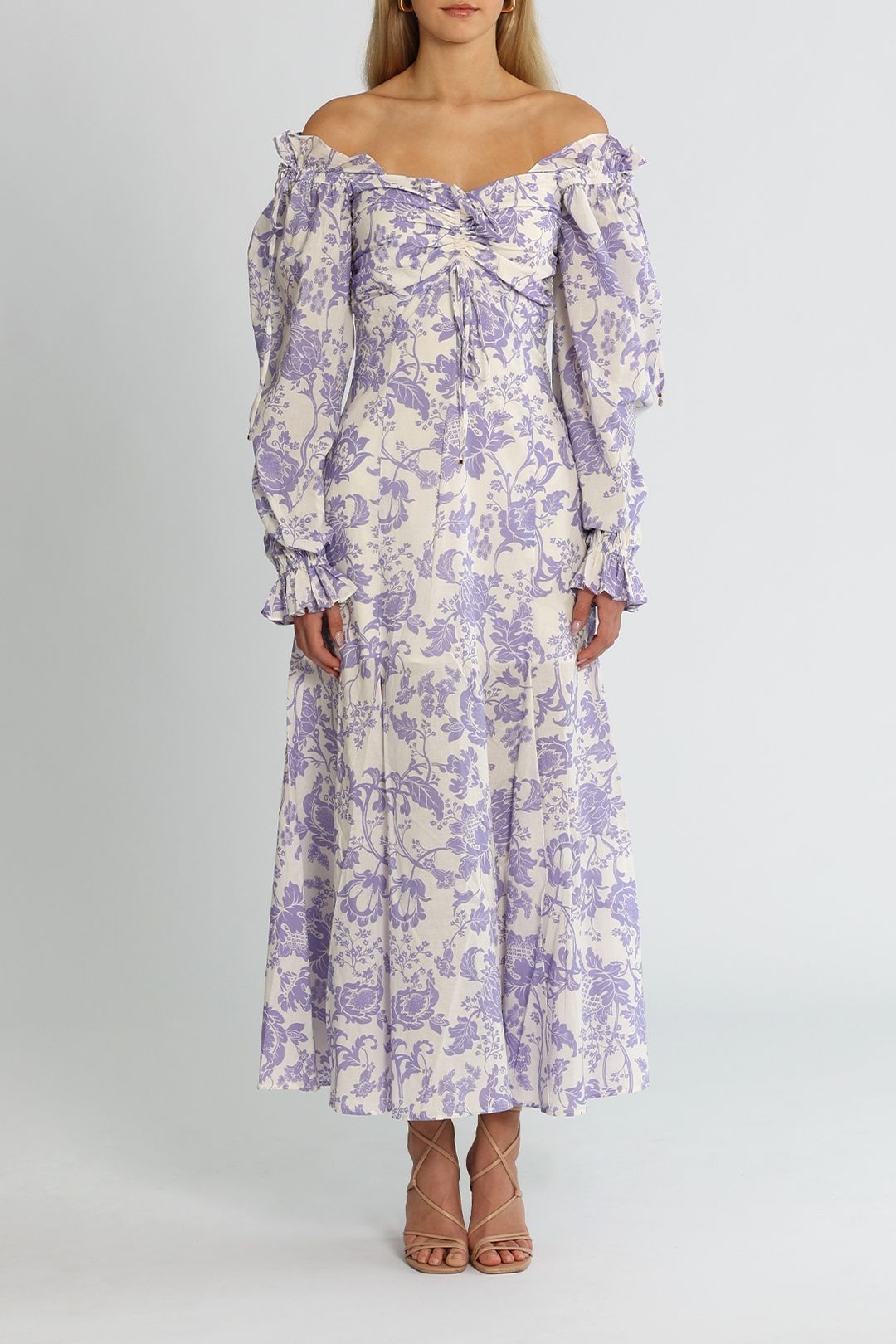 Alice McCall Mary Anne Midi Dress Lavender Off Shoulder