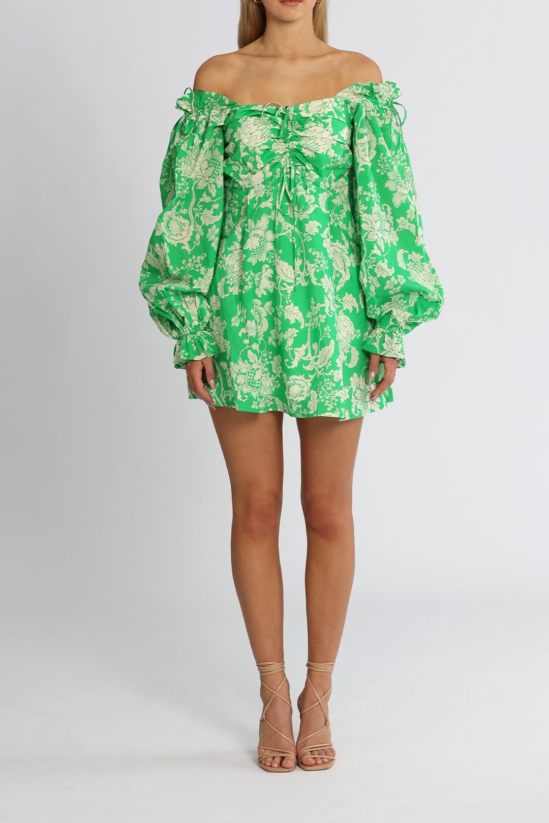 Alice McCall Mary Anne Mini Dress Green Off Shoulder