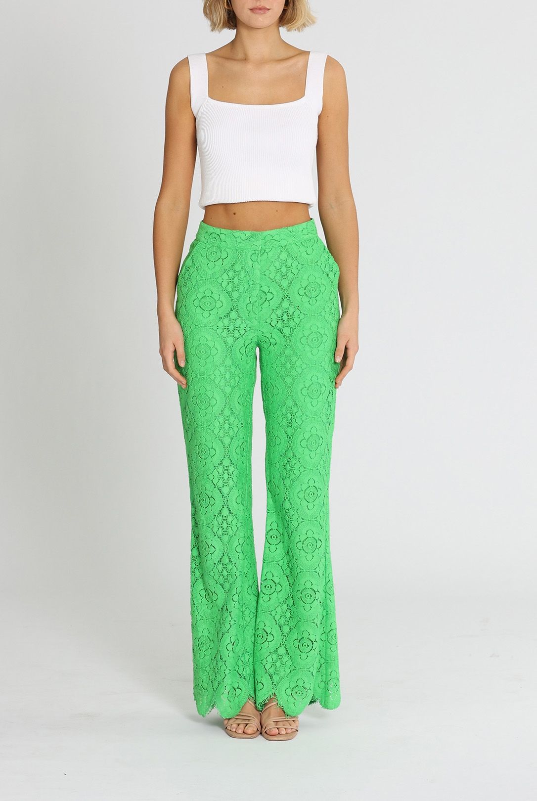 Buy Style Junkiie Green Heavy Georgette Lace Embellished Slit Trousers  Online  Aza Fashions