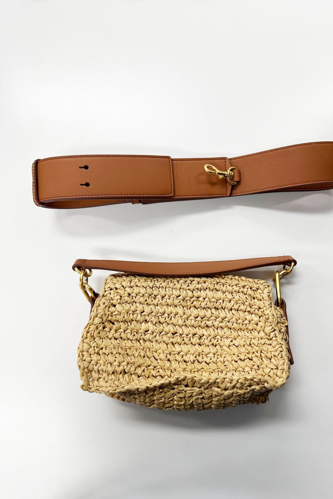 Alva Leather Trimmed Woven Straw Shoulder Bag 