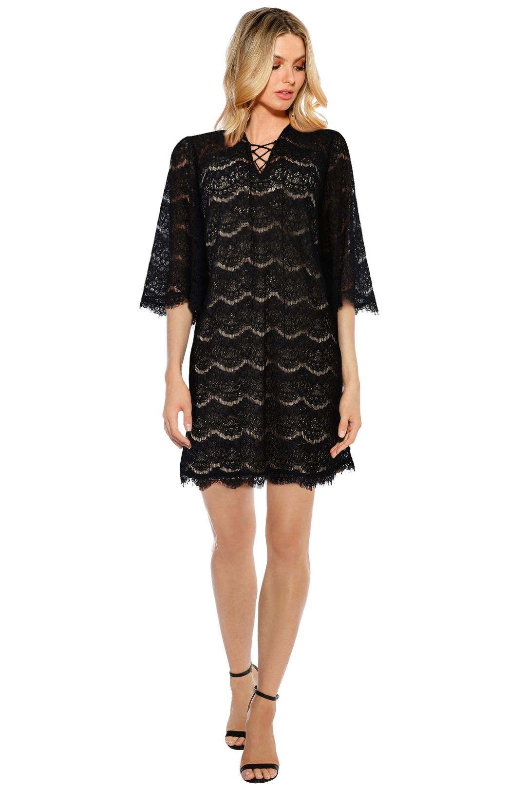 Anna Scholz - Eyelash Lace Up Tunic - Black - Front
