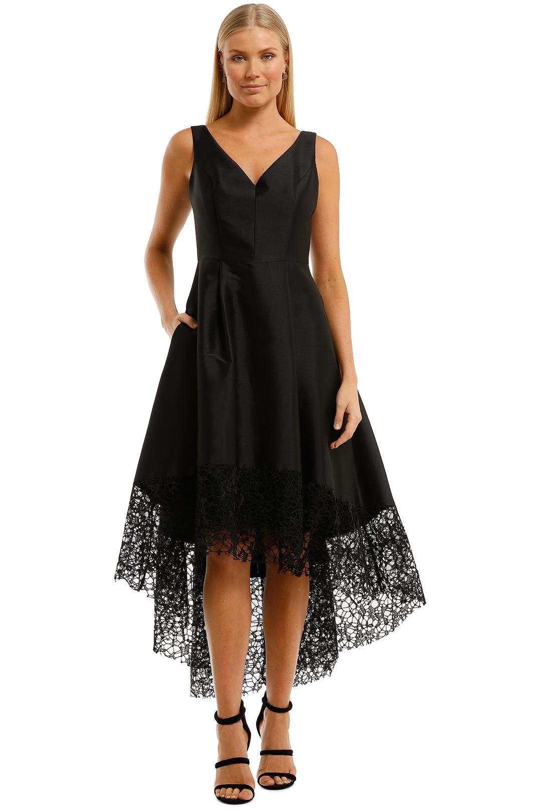 Anthea Crawford Satin Hi Lo Dress Black Lace