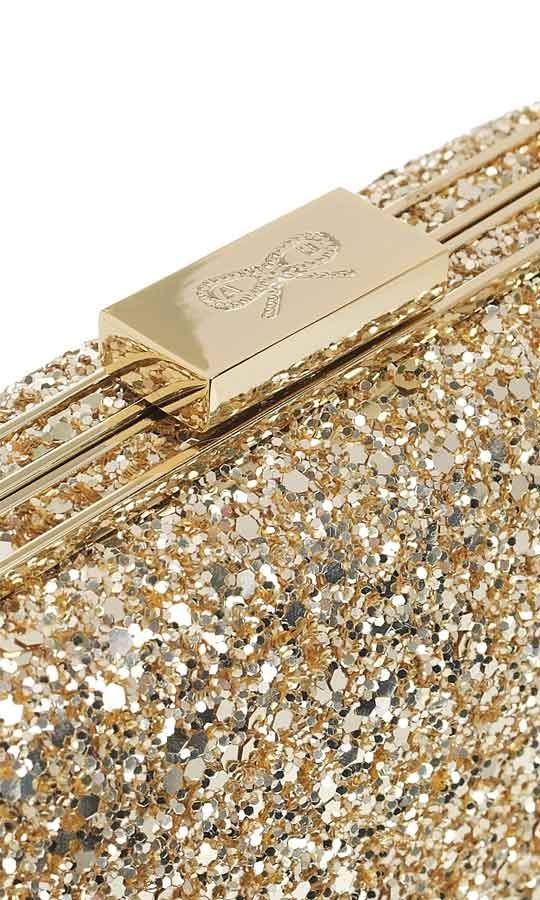 Anya Hindmarch - Marano Metallic Glitter Box Clutch - Gold - Detail