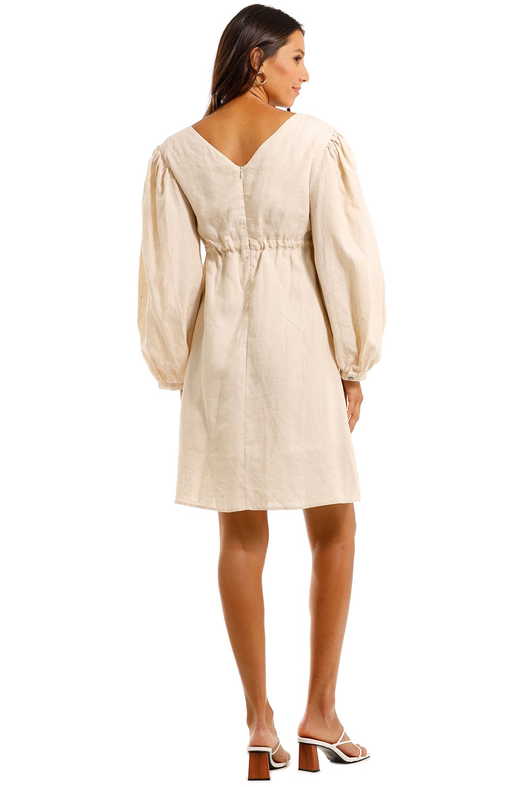 Apartment Clothing Linen Long Sleeve Mini Dress
