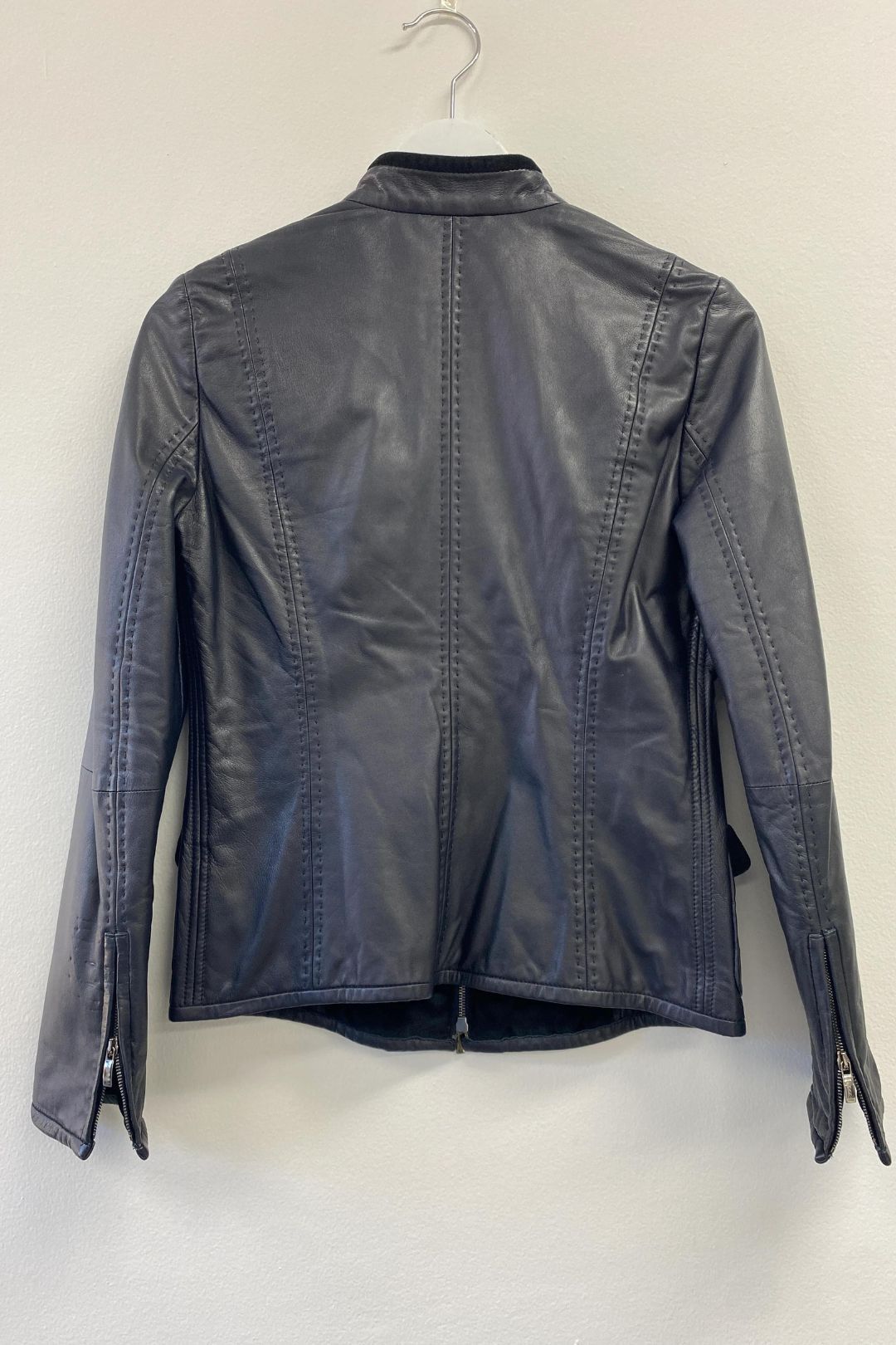 Armani - Tailored Leather Jacket With Velvet Trim