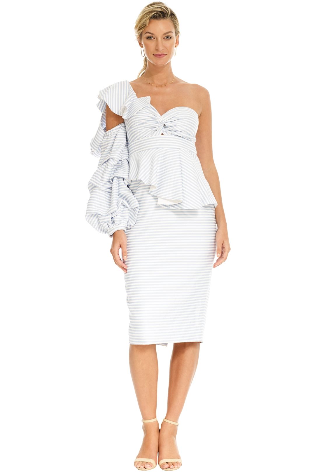 Asilio - Epoch Stripe One Shoulder Dress - Blue - Front
