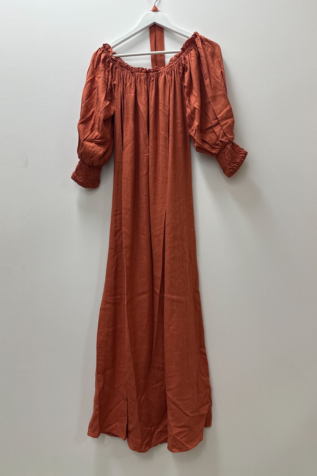 Girl and the Sun August Off Shoulder Maxi Dress in Orange