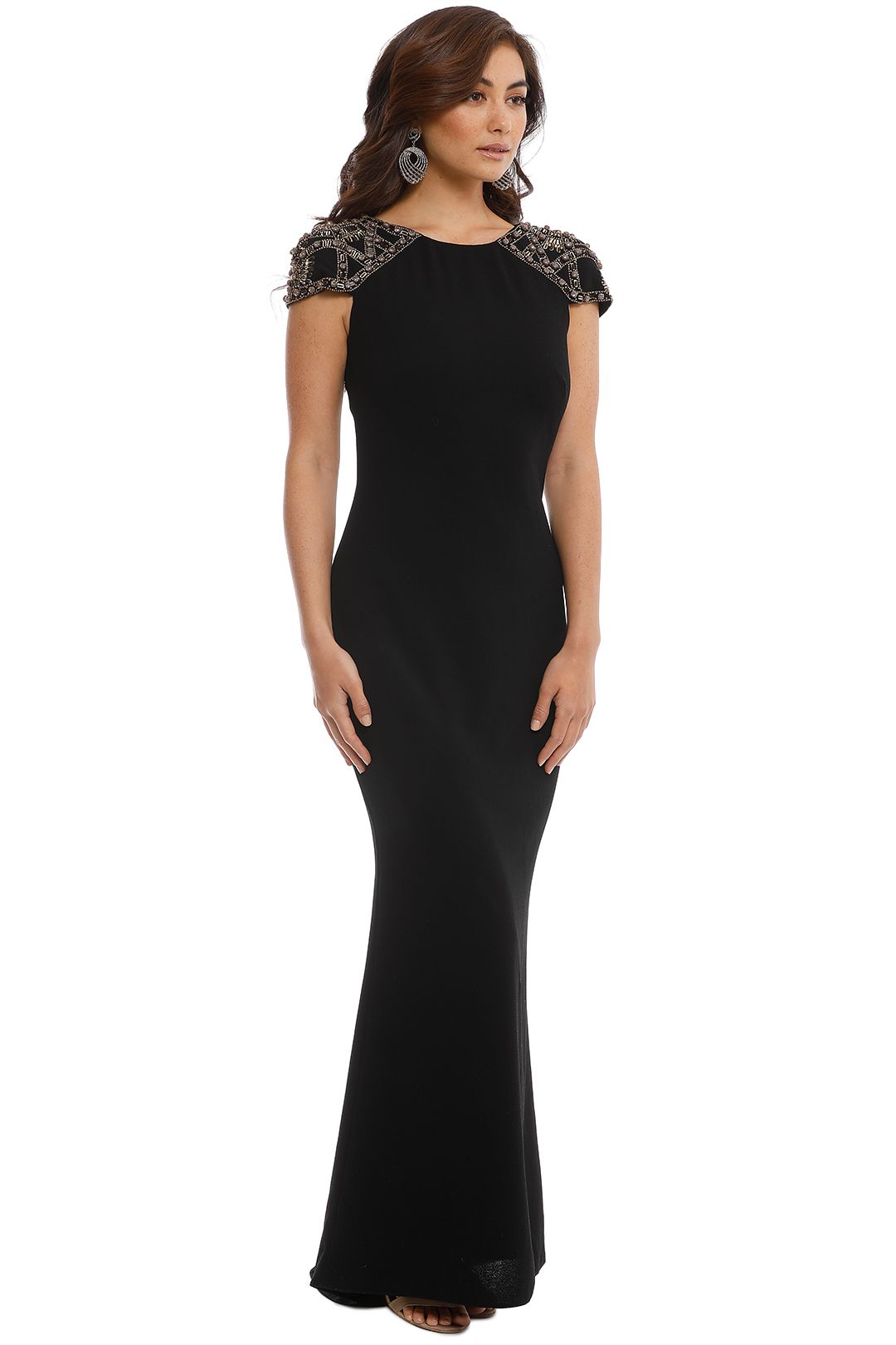 Embellished Gown- Black by Badgley Mischka for Rent | GlamCorner