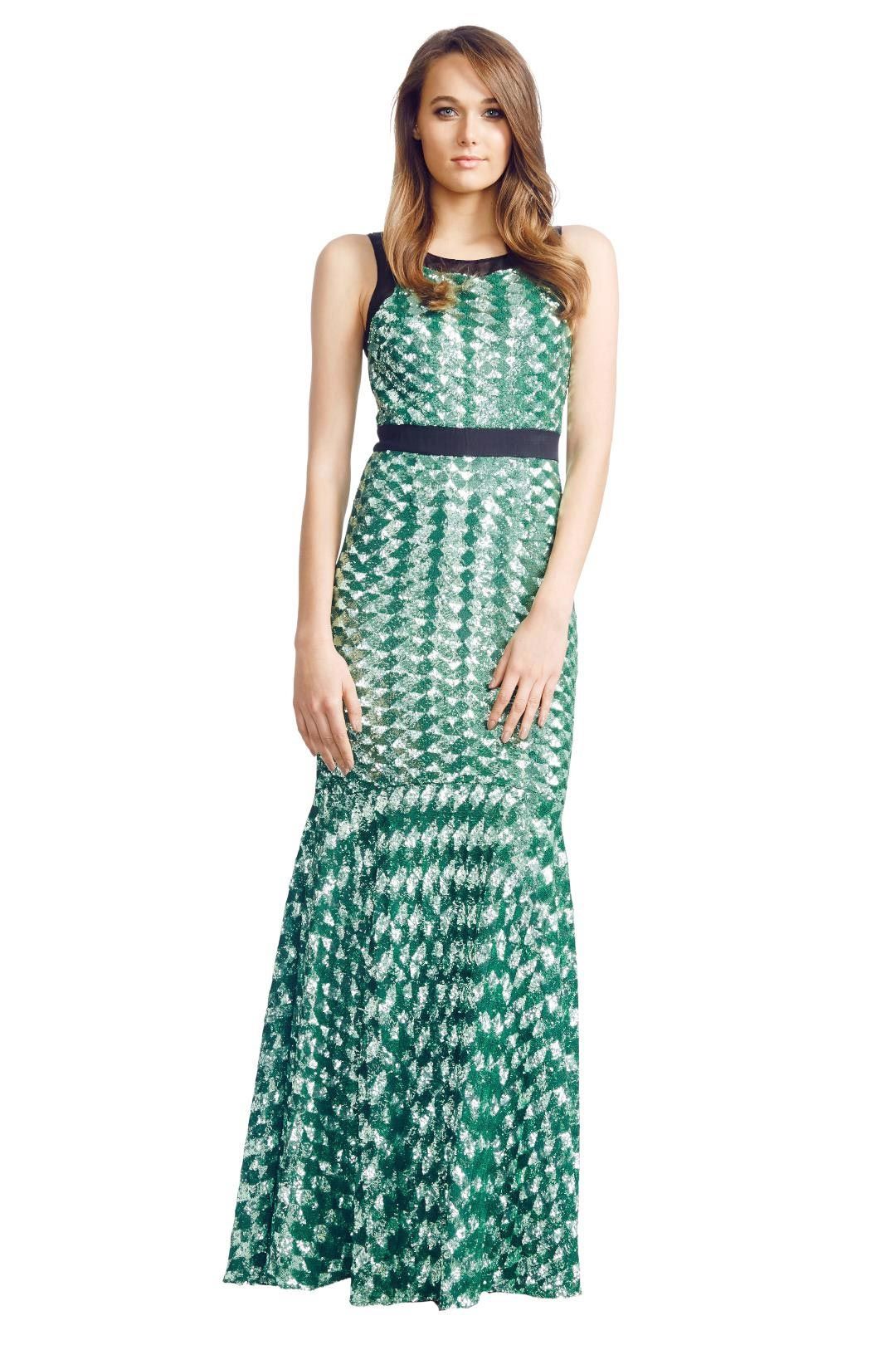 badgley mischka green sequin dress