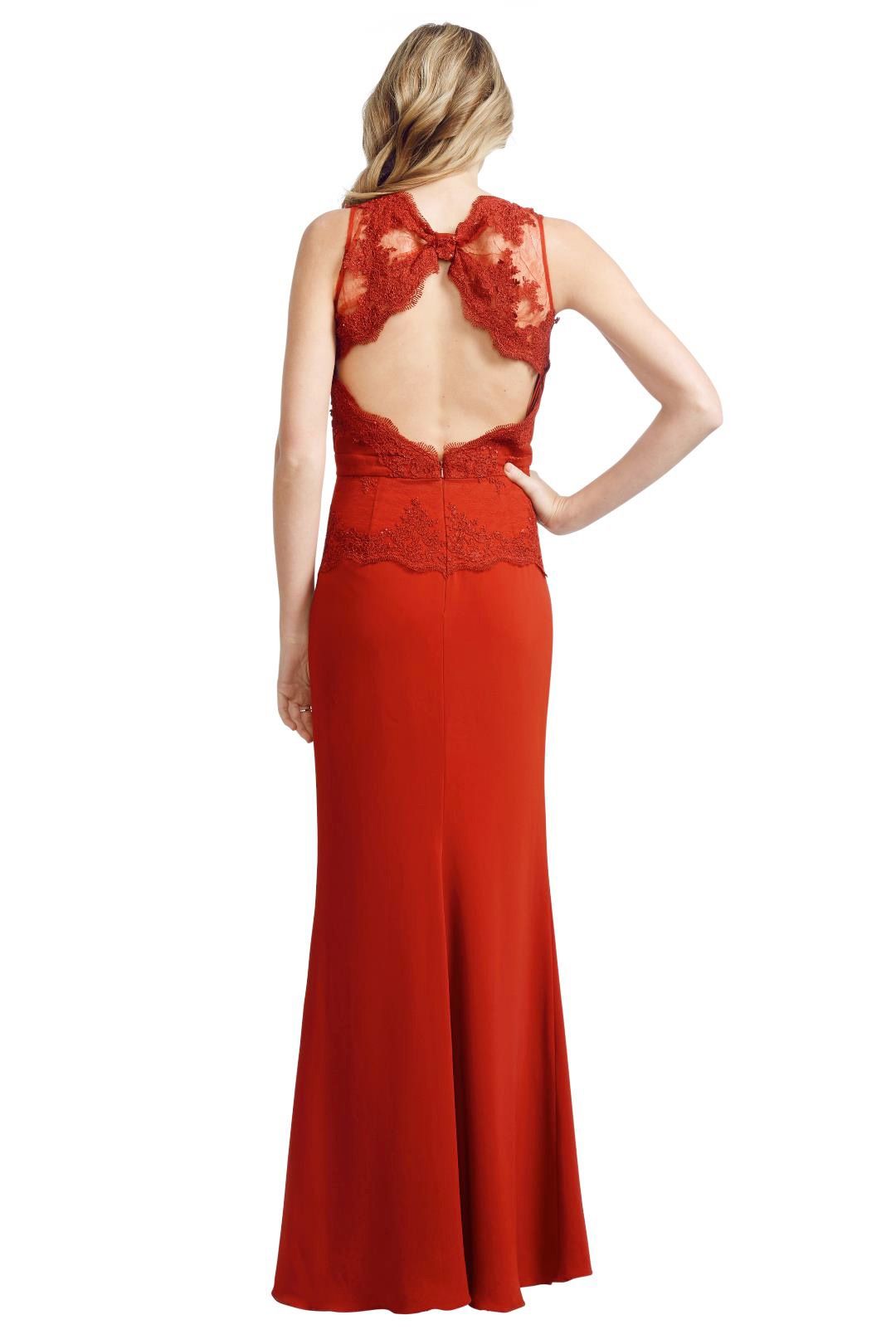 Badgley Mischka - Lace Open Gown - Red - Back