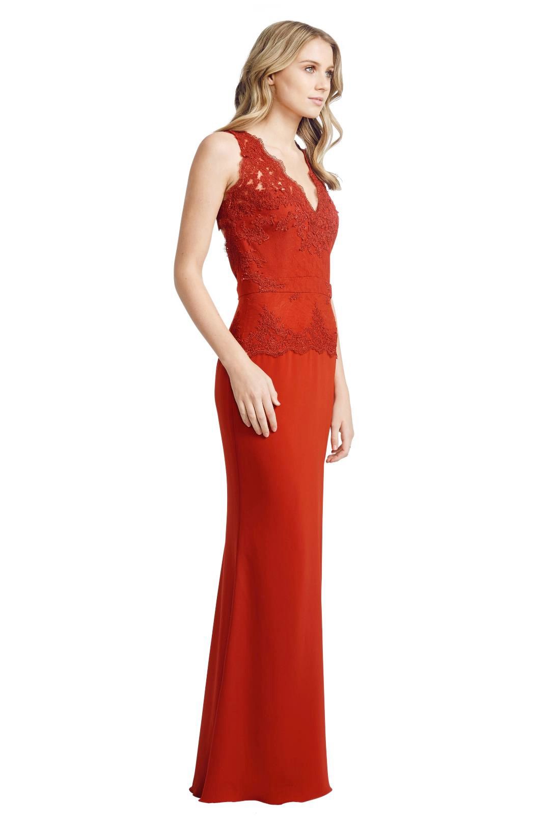 Badgley Mischka - Lace Open Gown - Red - Side