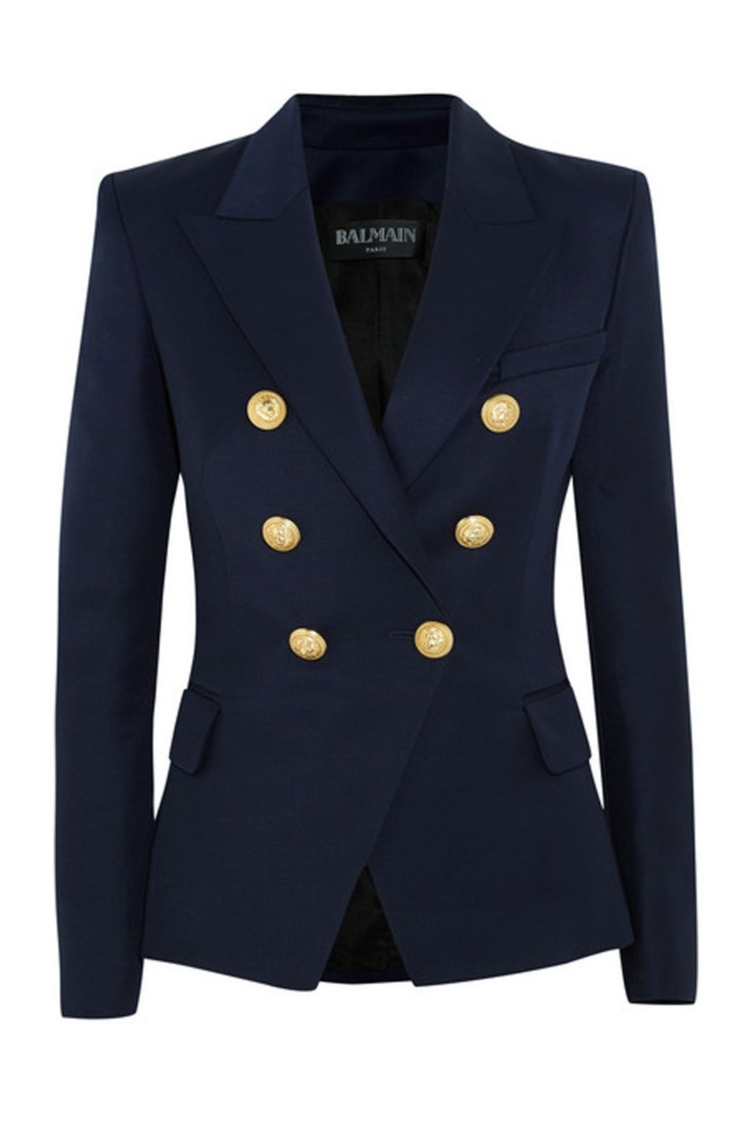 Balmain - Double-Breasted Wool - Twill Blazer - Navy - Front