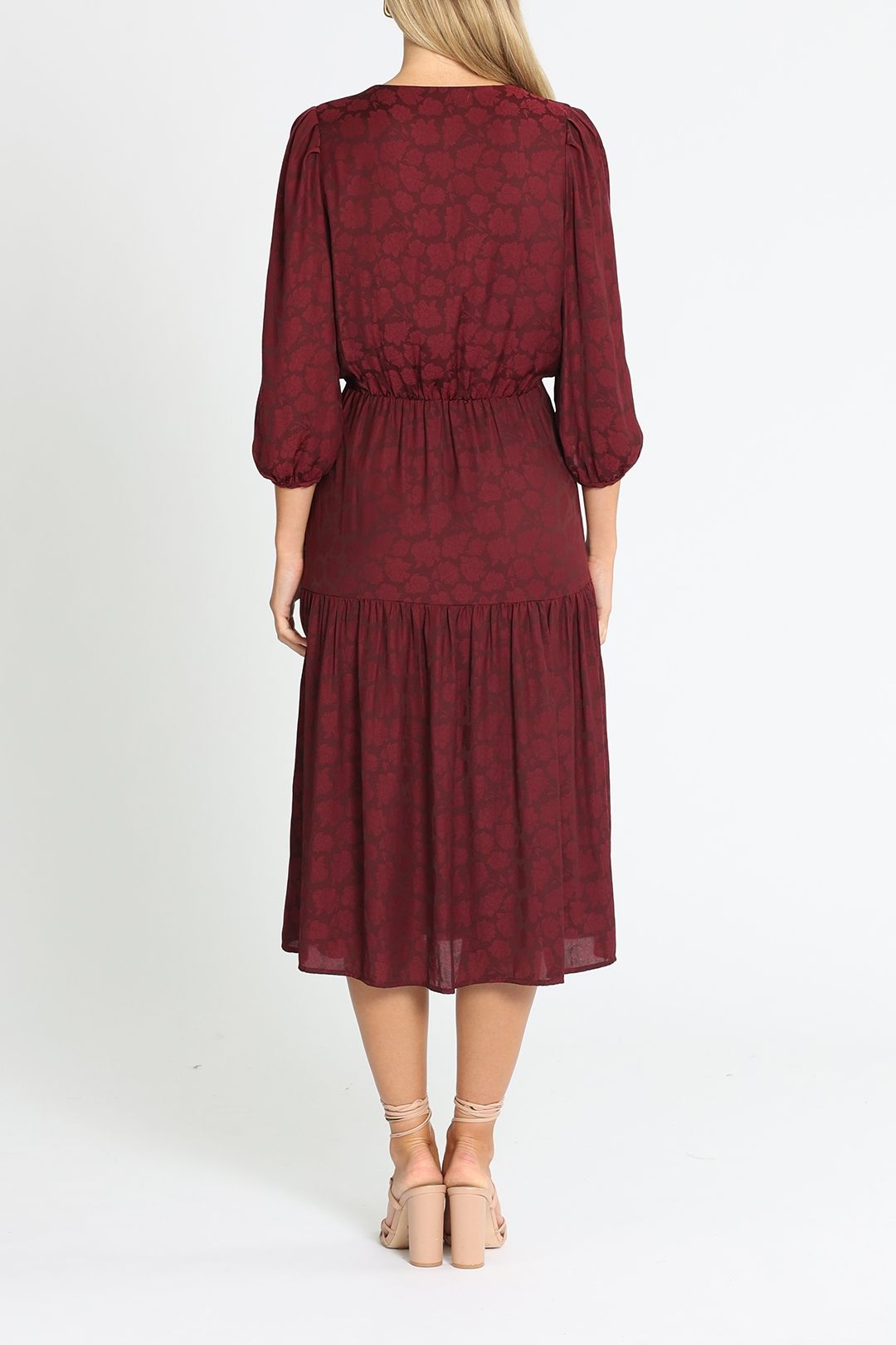 Banana Republic Satin Midi Dress Bordeaux Print