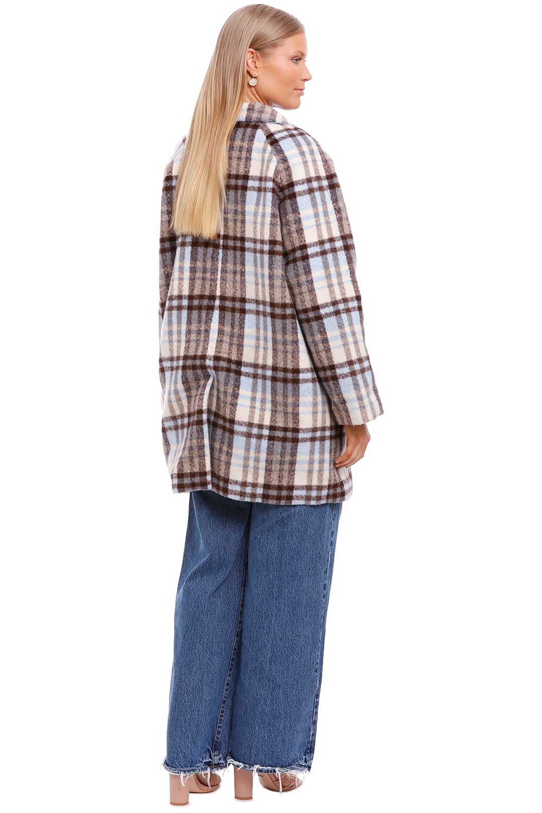 Bande Studio Chloe Check Coat Pale Blue Check Collar