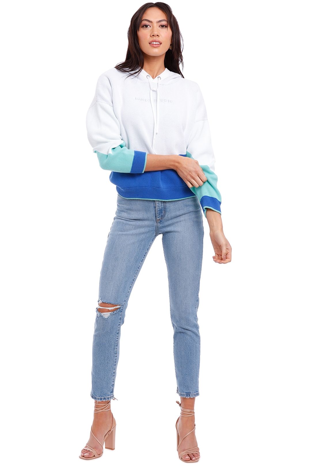 Bande Studio Holly Logo Knit Hoodie Blue