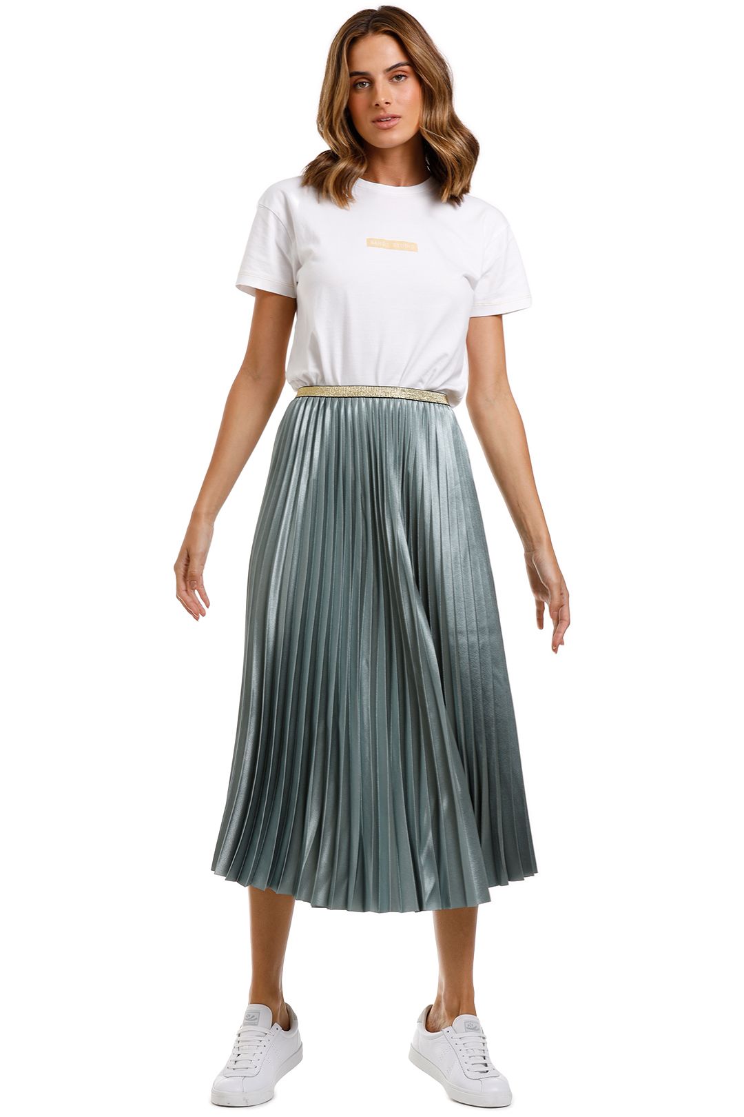 Bande Studio Pleated Satin Skirt