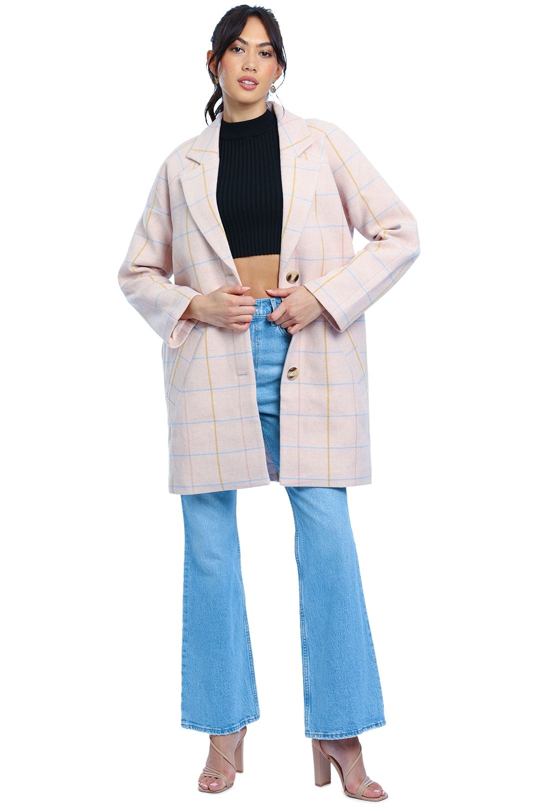 Bande Studio Polly Check Coat - English Rose