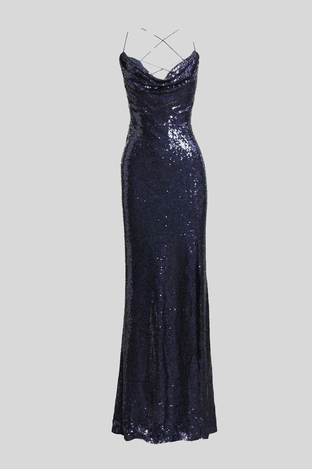 Bariano - Navy Stephanie Cowl Draped Gown