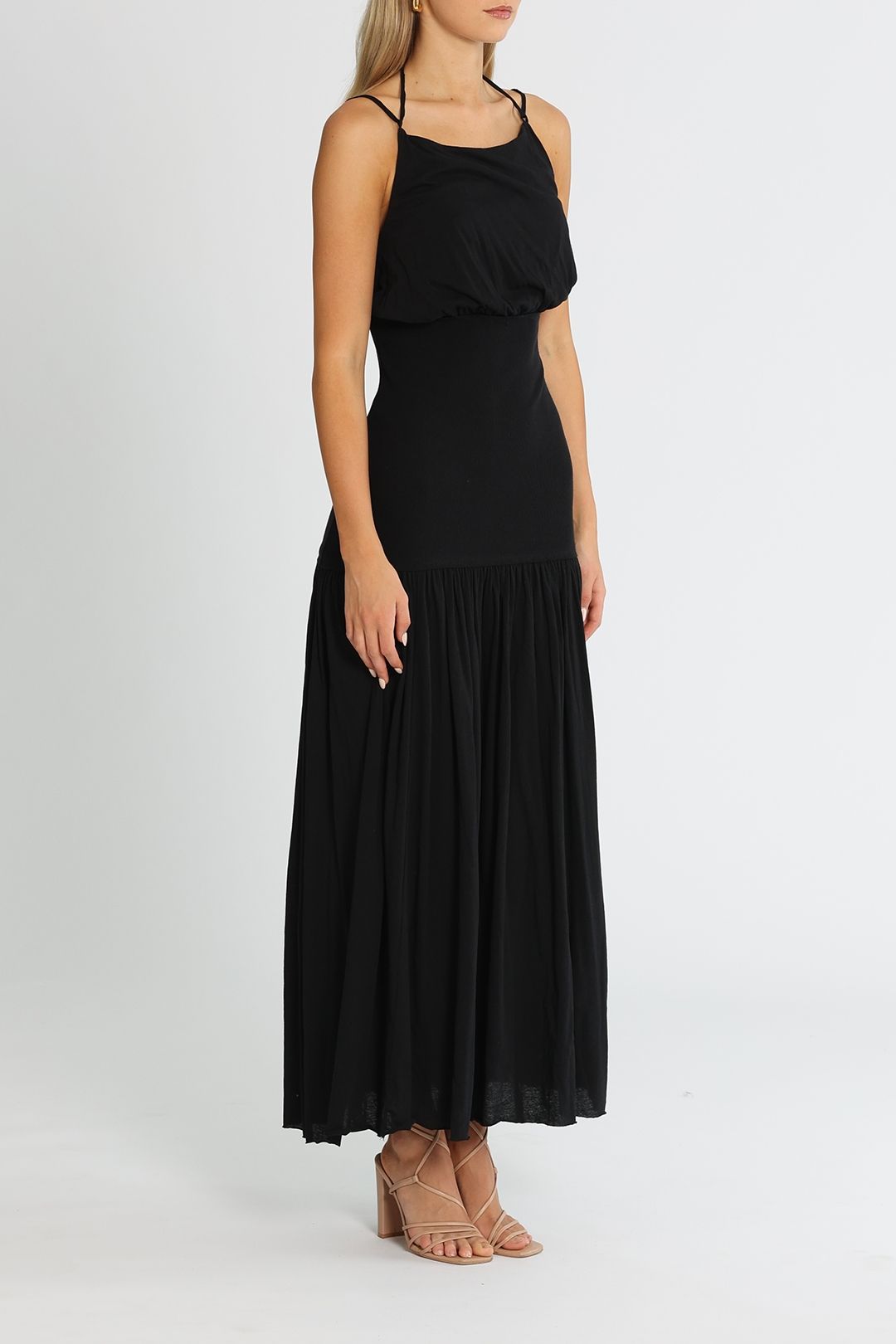 Bassike Cross Back Dress Black Sleeveless