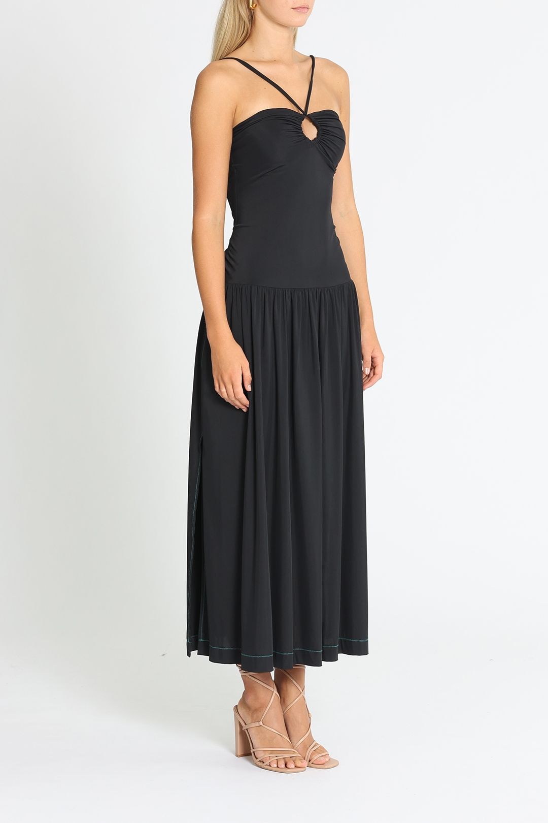 Bassike Knot Detail Maxi Dress Black Halter