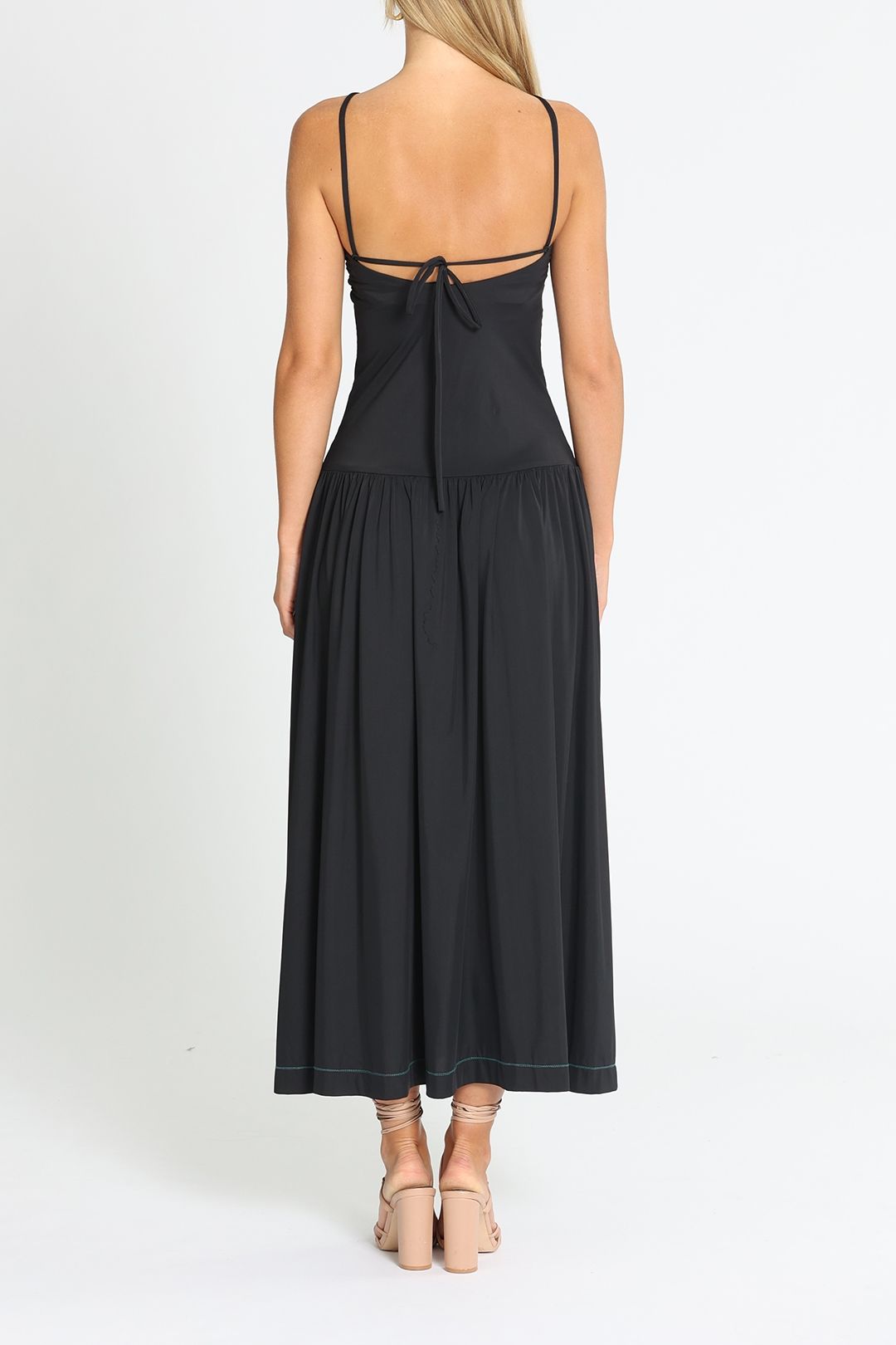 Bassike Knot Detail Maxi Dress Black Sleeveless