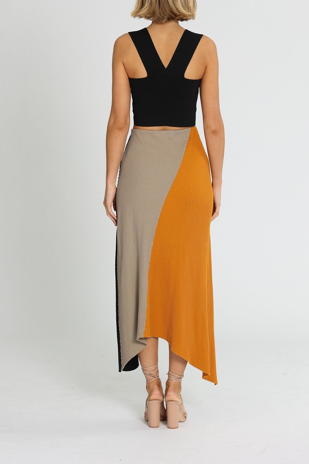 Bassike Panelled Drapey Skirt Asymmetric