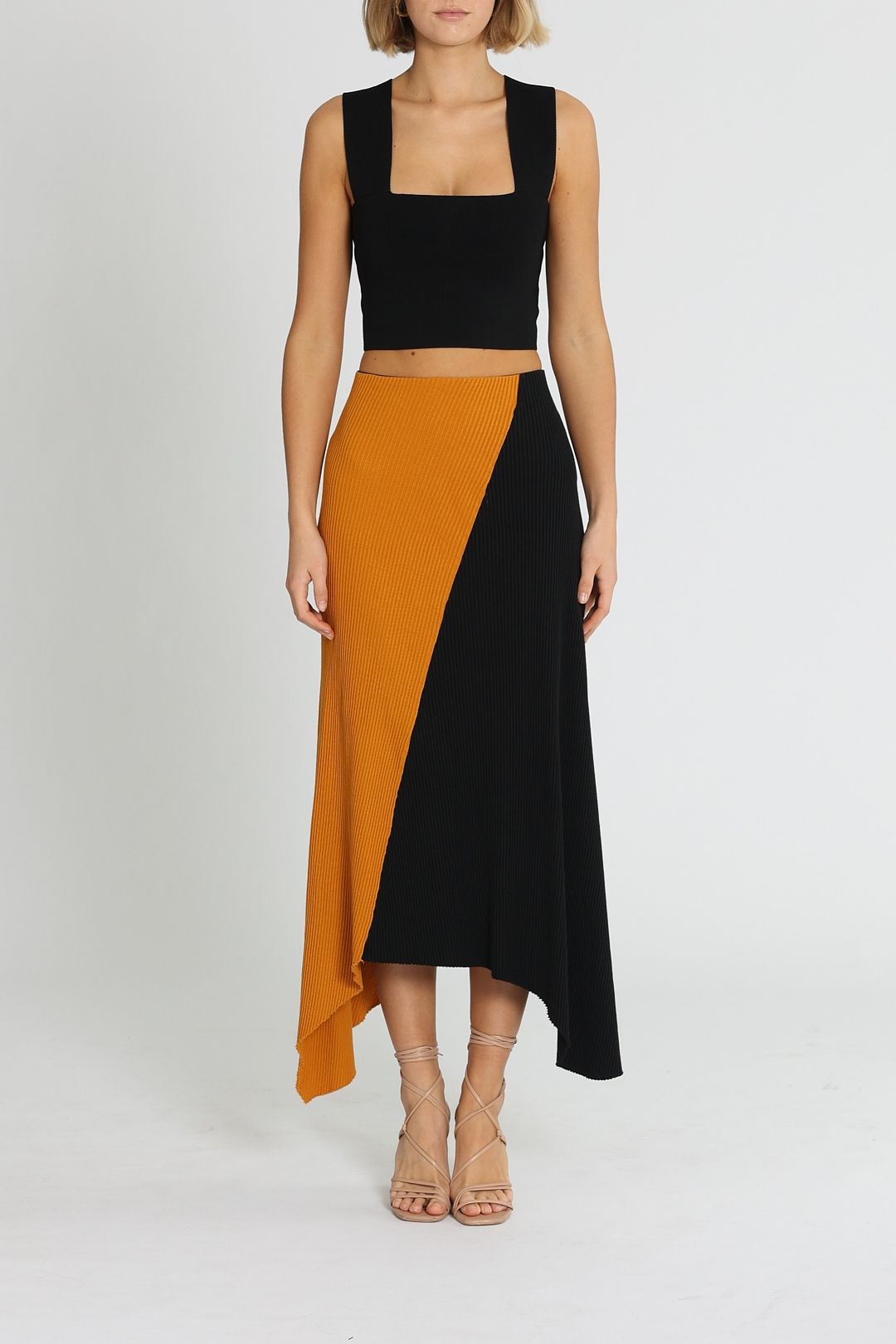Bassike Panelled Drapey Skirt Colourblock