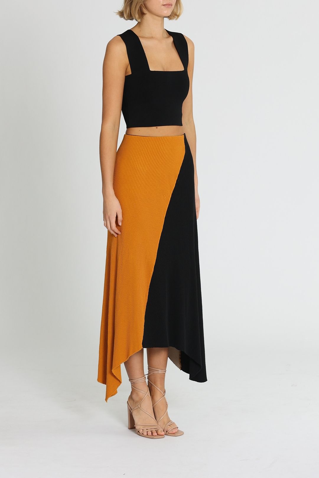 Bassike Panelled Drapey Skirt Midi