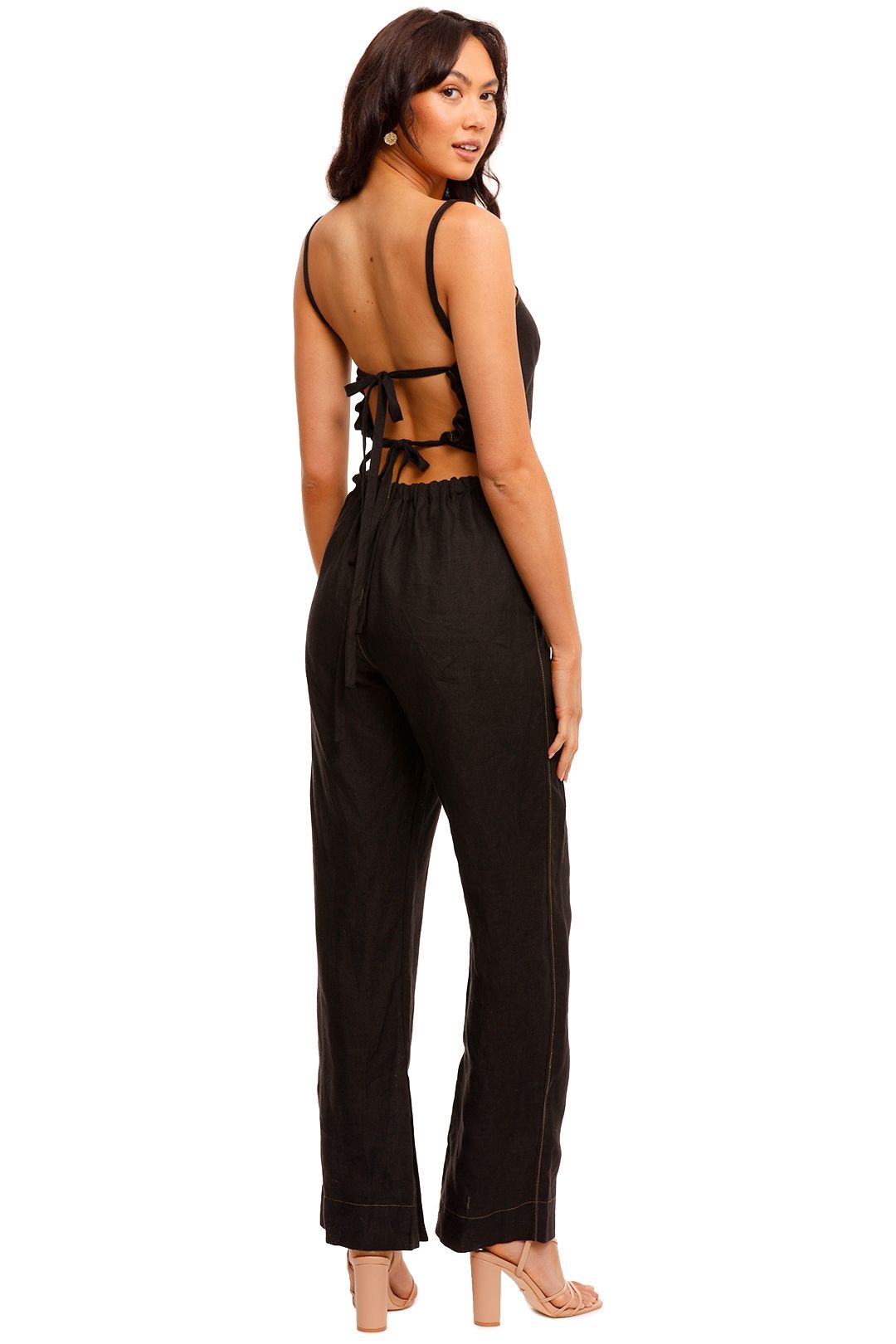 Bassike Tie Back Linen Jumpsuit Backless