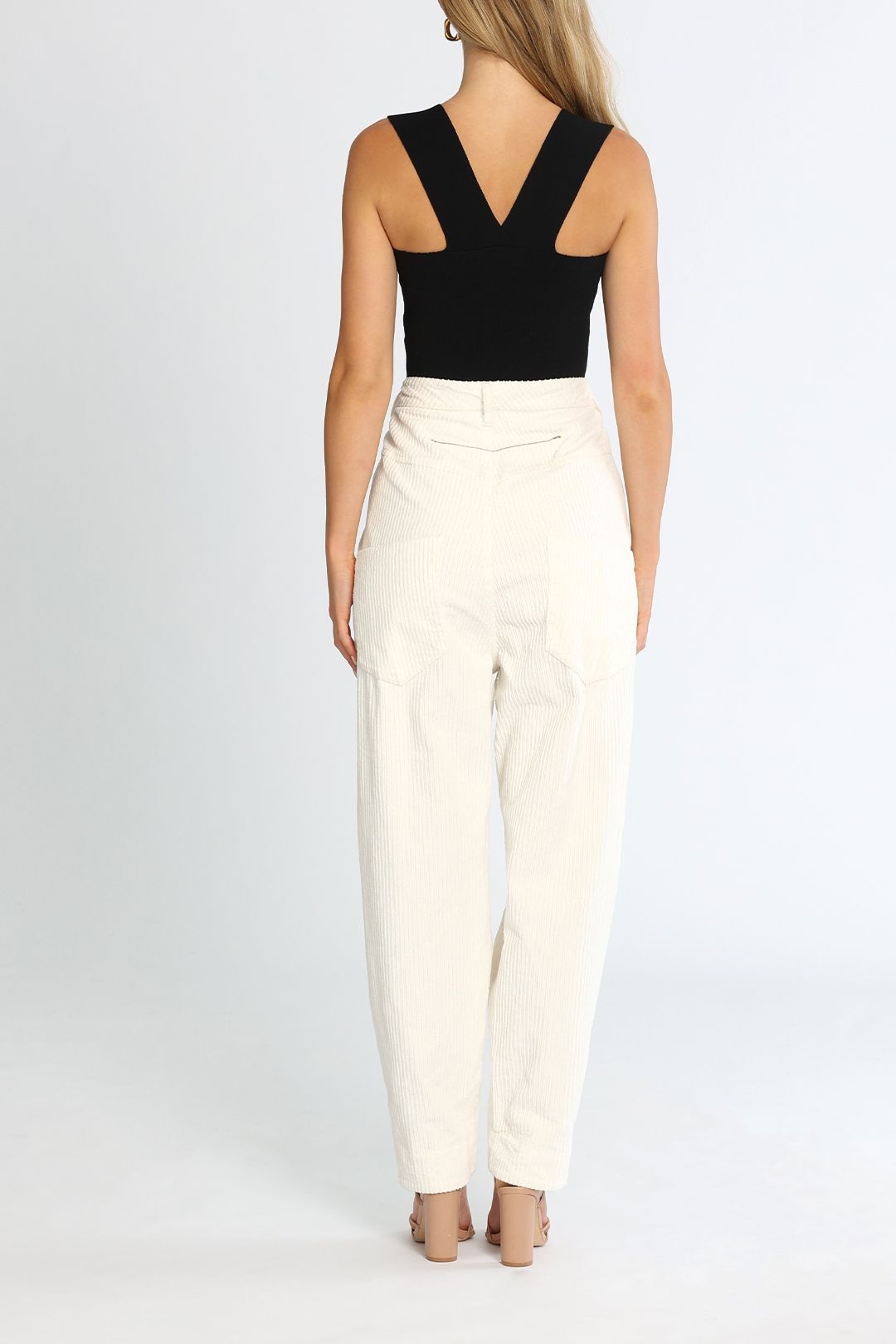 Bassike Wide Cord Pant Natural Functional Pockets