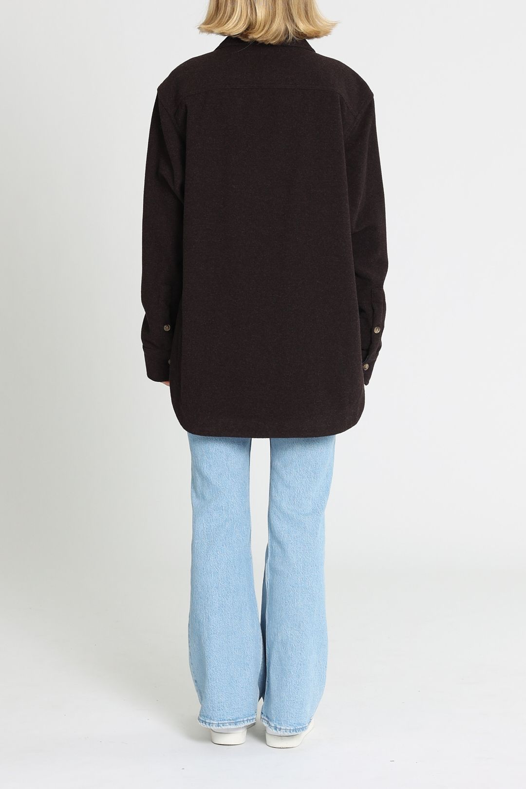 Bassike Wool Felt Overshirt Burgundy Relaxed Fit