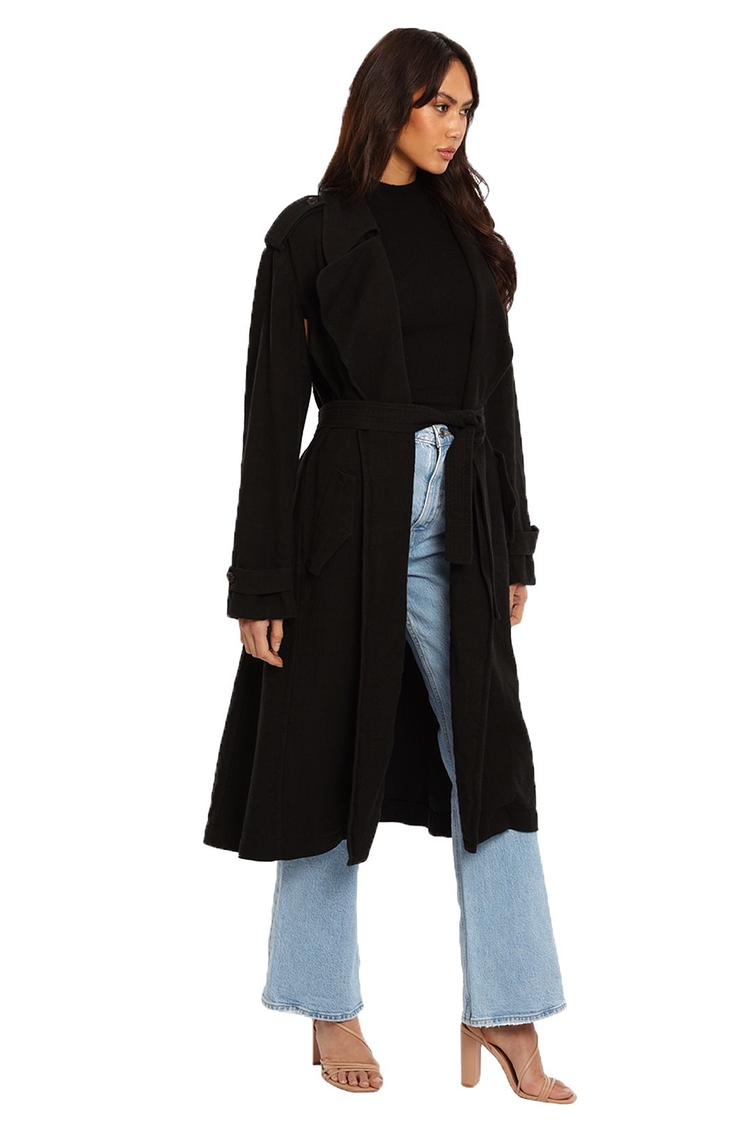Bassike Wool Linen Relaxed Trench midi